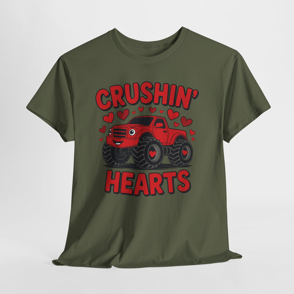 Crushin’ Hearts Valentine Monster Truck Unisex Cotton Tee