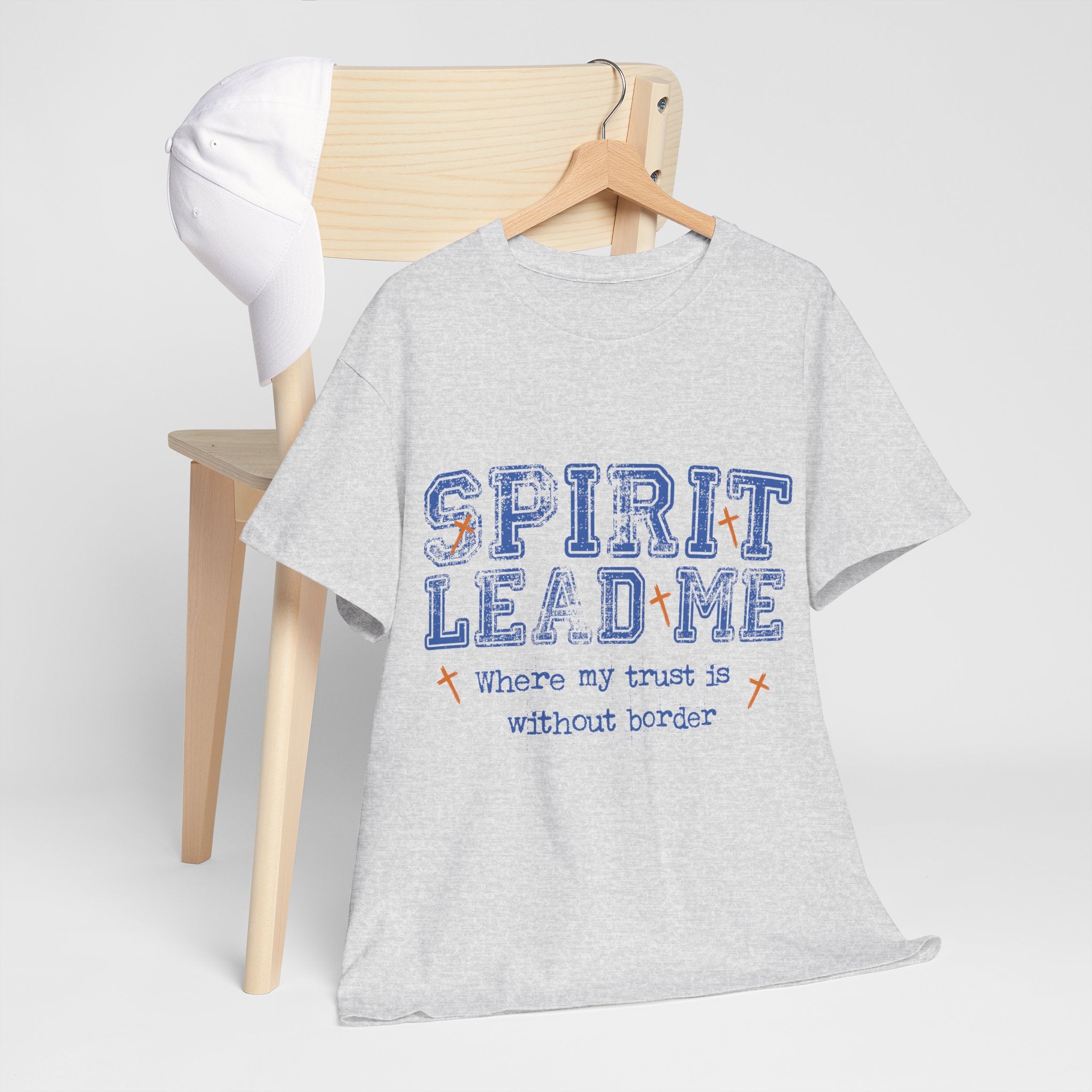 Christian Varsity Tee — “Spirit Lead Me — Where My Trust Is Without Border”. Unisex Cotton Tee