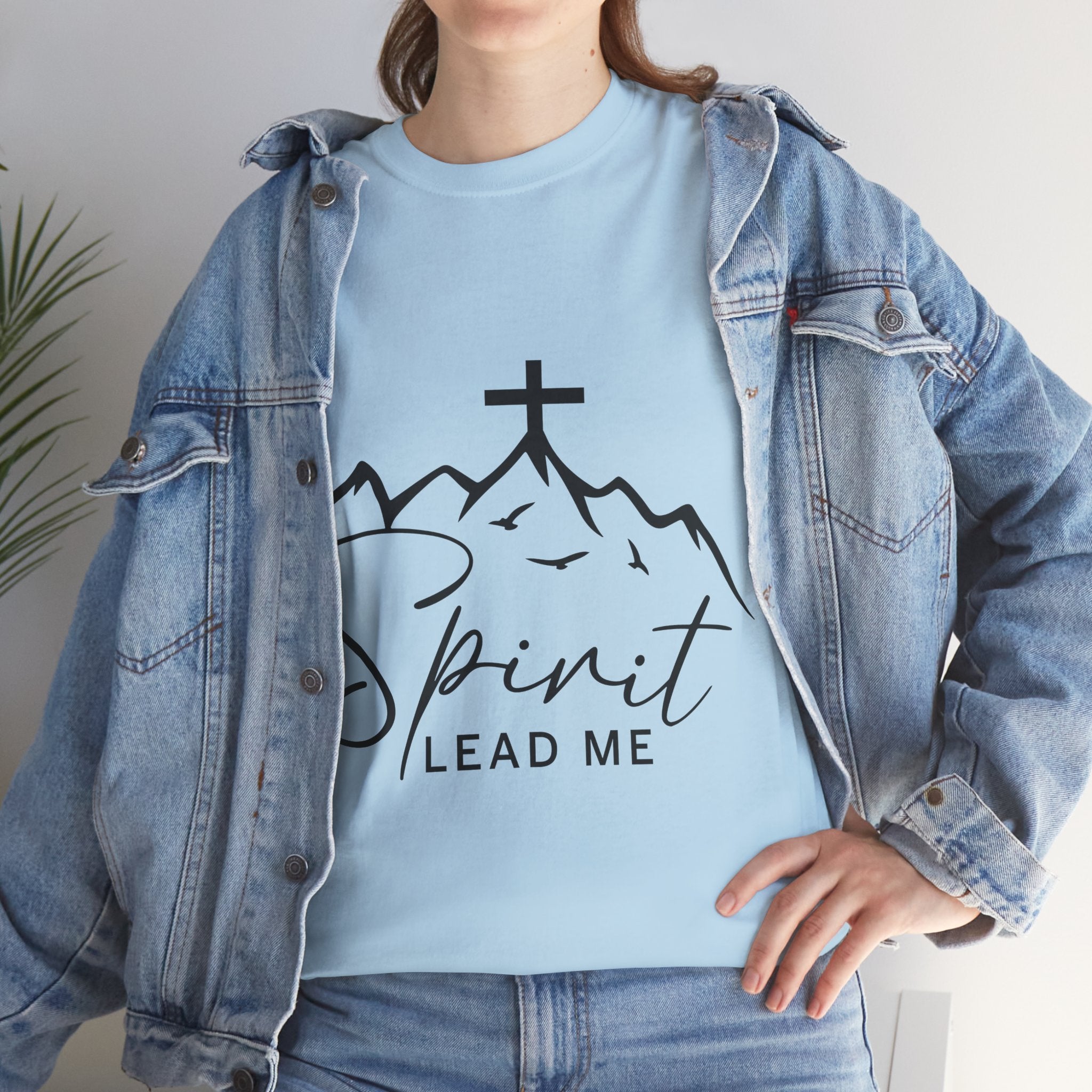 Spirit Lead Me Christian T‑Shirt — Minimalist Cross Unisex Cotton Tee