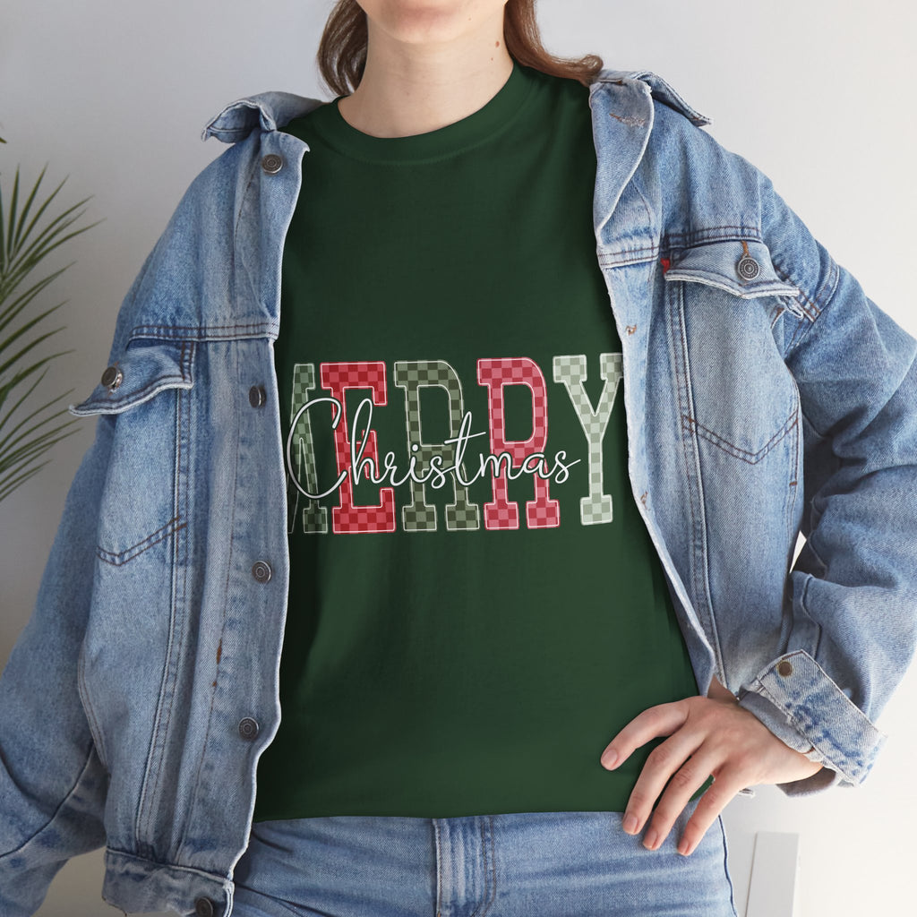 Plaid Merry Christmas Unisex Cotton Tee