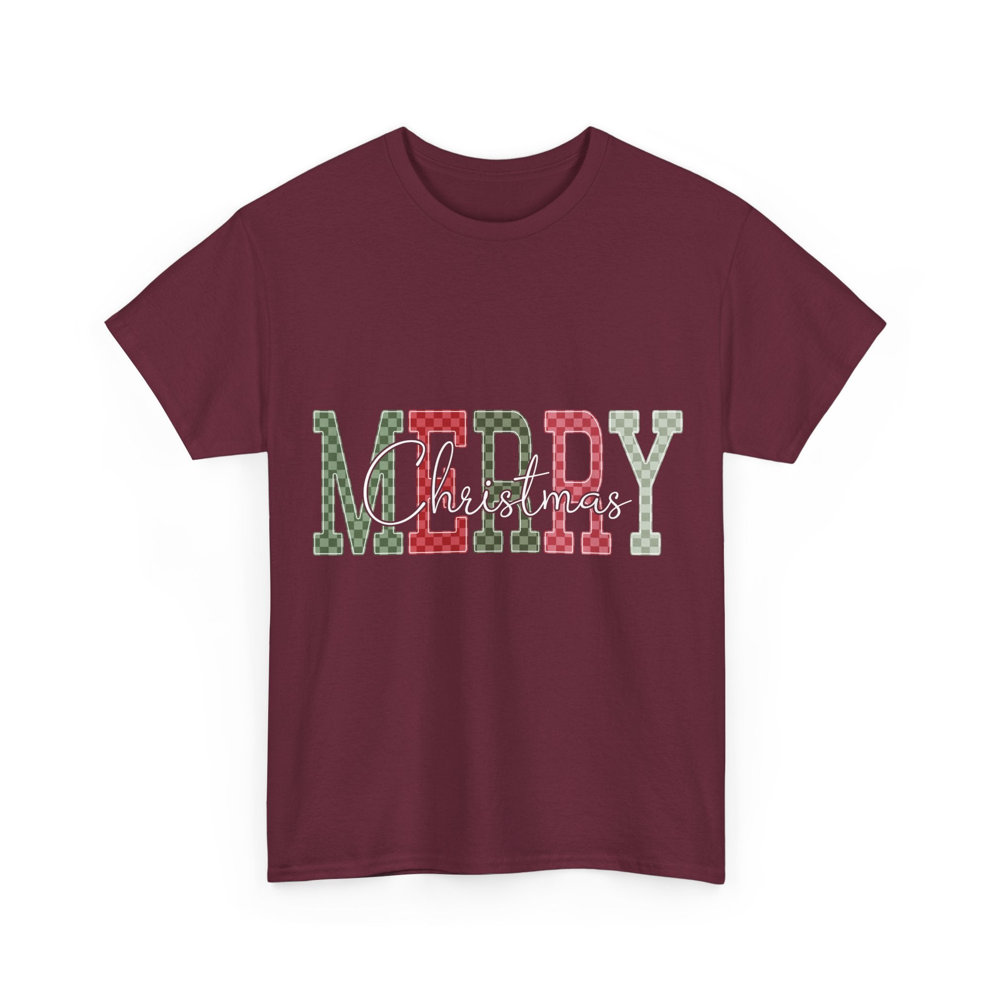 Plaid Merry Christmas Unisex Cotton Tee