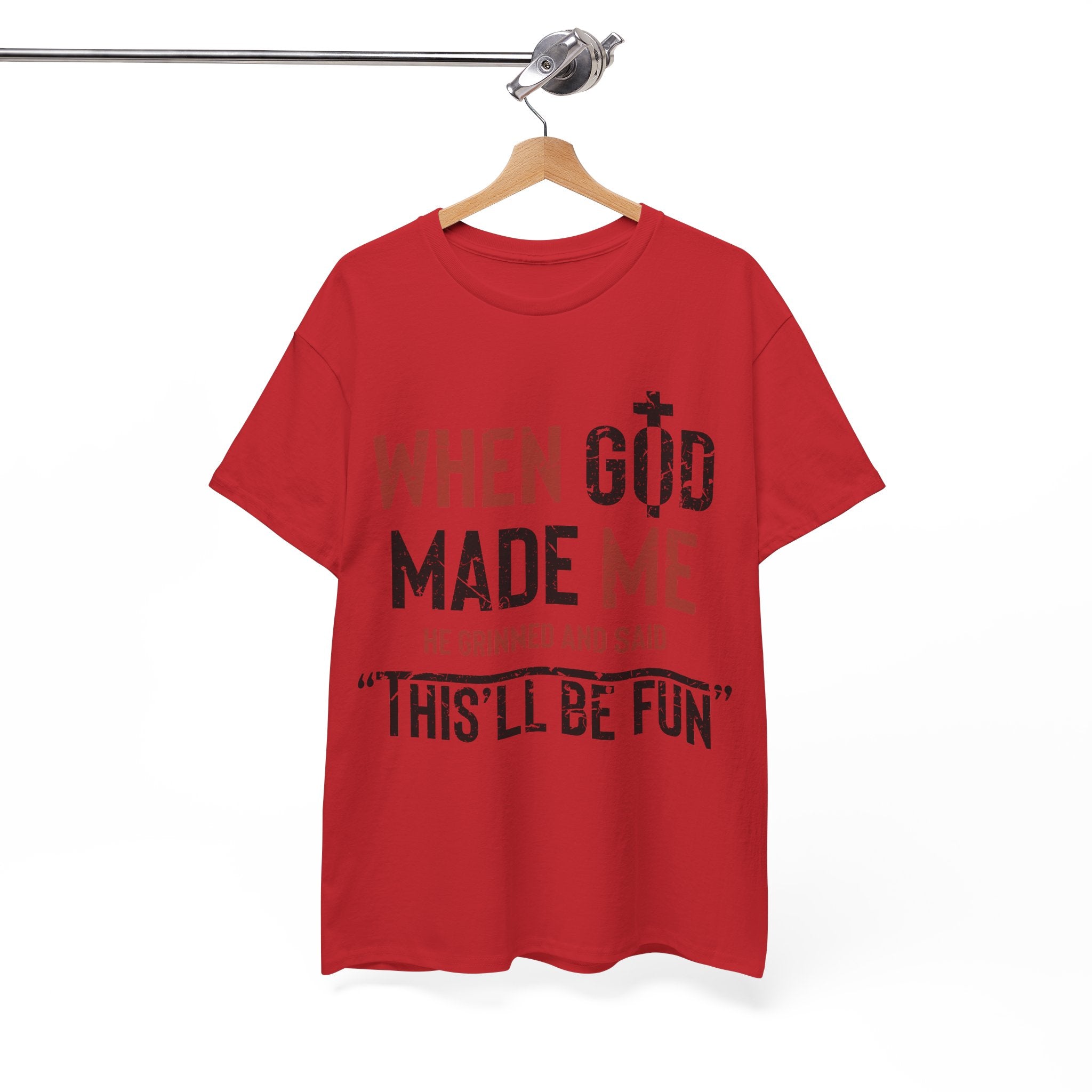 Humorous Grunge Quote Tee — "When He Saw Me, He Grinned and Said"Unisec Cotton Tee