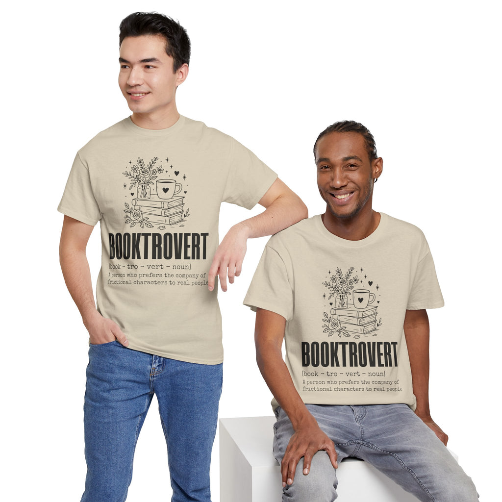 Booktrovert Graphic Tee — "Booktrovert" Definition, Books & Coffee Design Unisex Cotton Tee