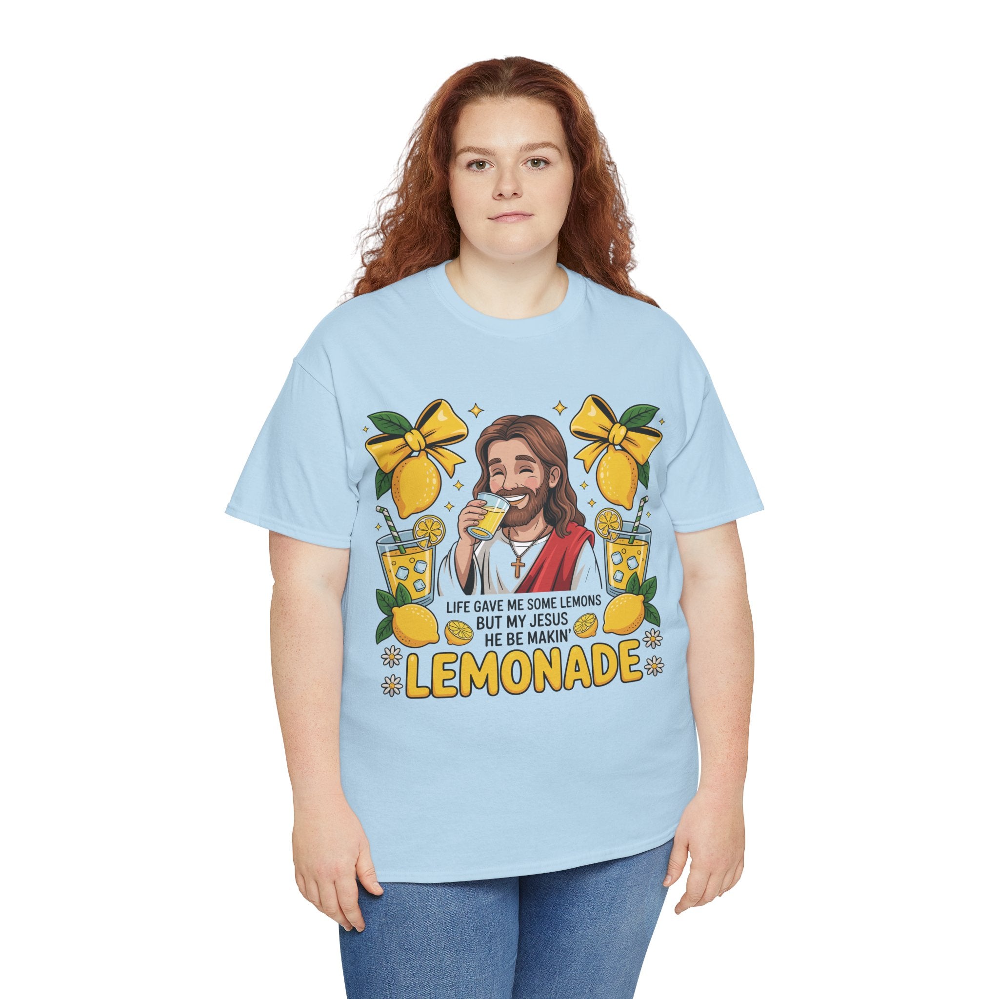 Jesus Drinking Lemonade T-Shirt — "Life Gave Me Some Lemons" Christian Unisex Cotton Tee