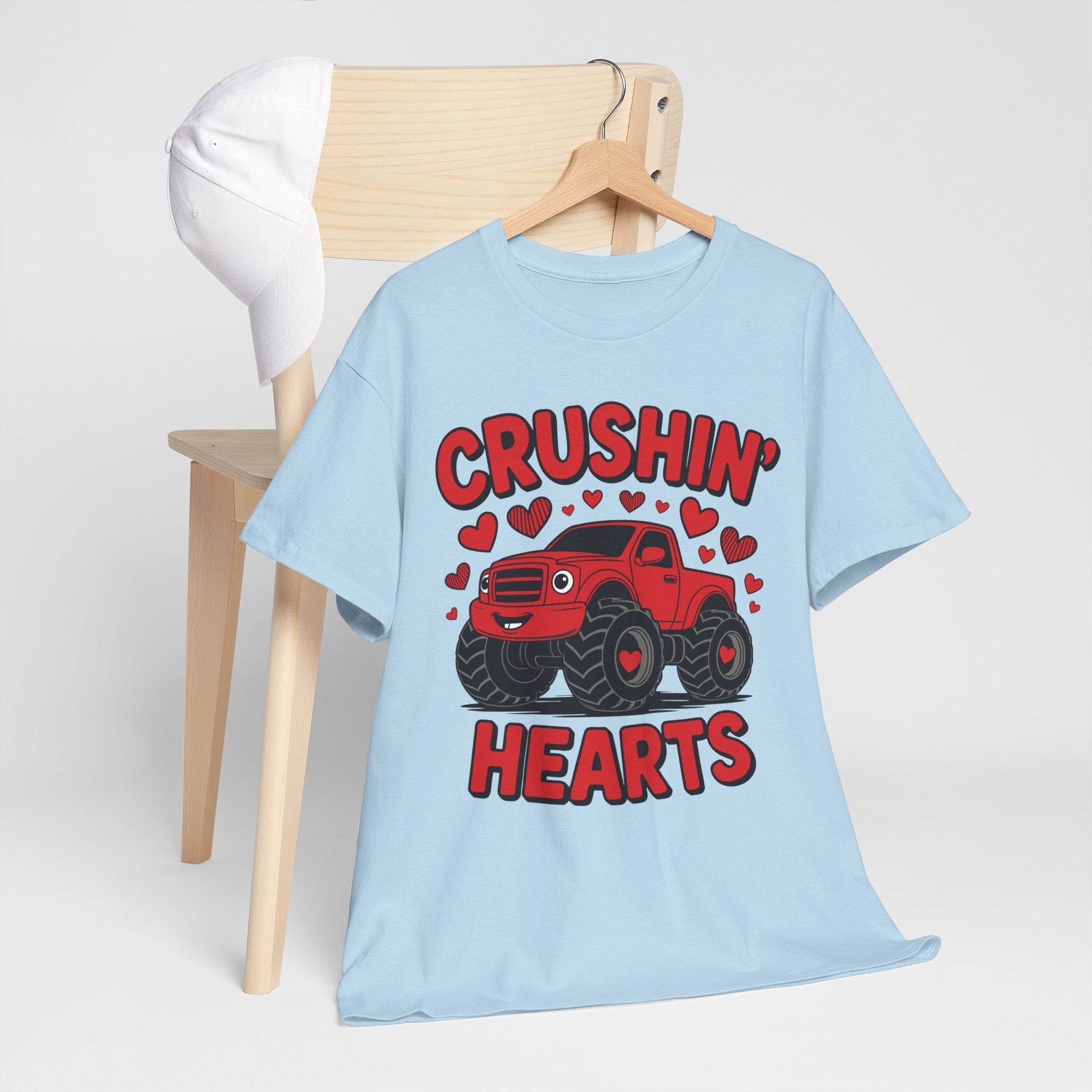 Crushin’ Hearts Valentine Monster Truck Unisex Cotton Tee
