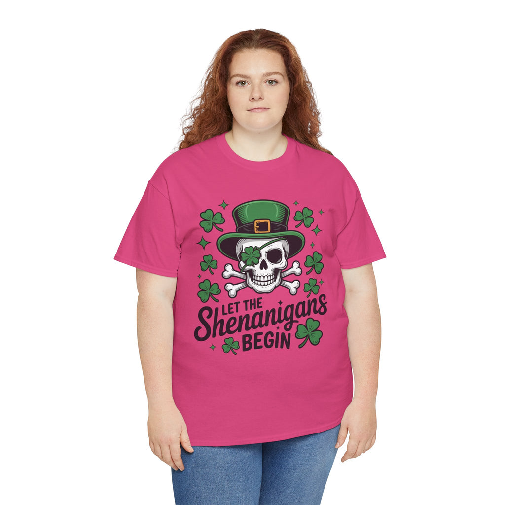 Let the Shenanigans Begin — Leprechaun Skull Unisex Cotton T-Shirt