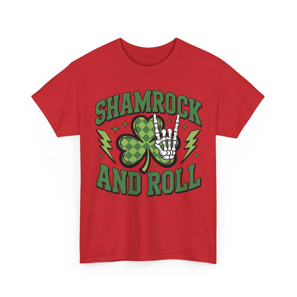 Shamrock and Roll Tee — Skeleton Hand & Lightning St. Patrick’s Rock Unisex Cotton Shirt