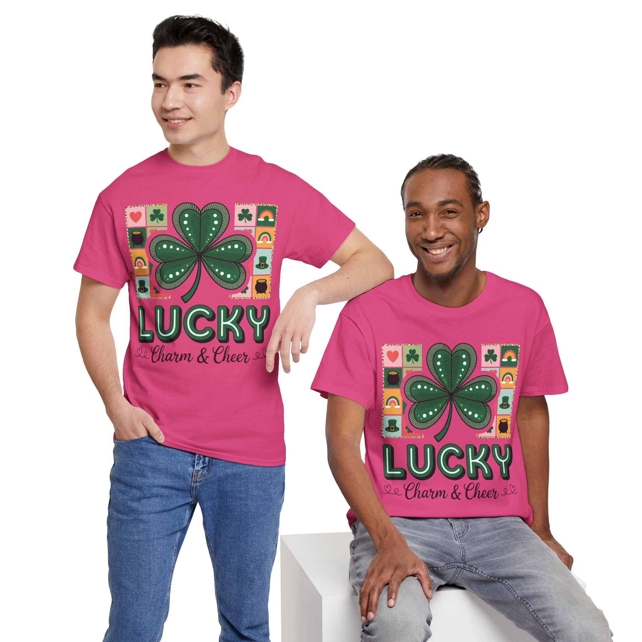 Lucky Charm & Cheer Clover Tee — Patchwork St. Patrick’s Day Unisex Cotton T-Shirt