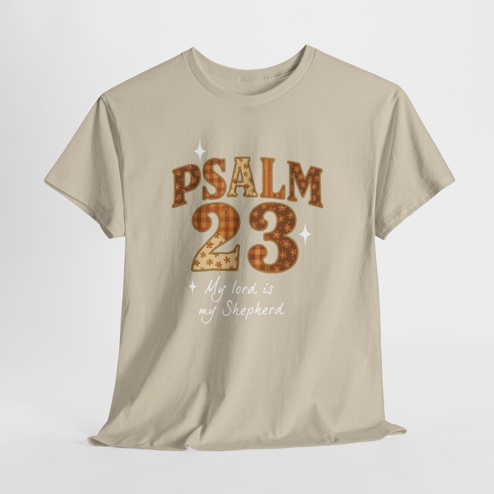 Psalm 23 Floral Tee — “My Lord Is My Shepherd” Stitched-Text Unisex Cotton Tee