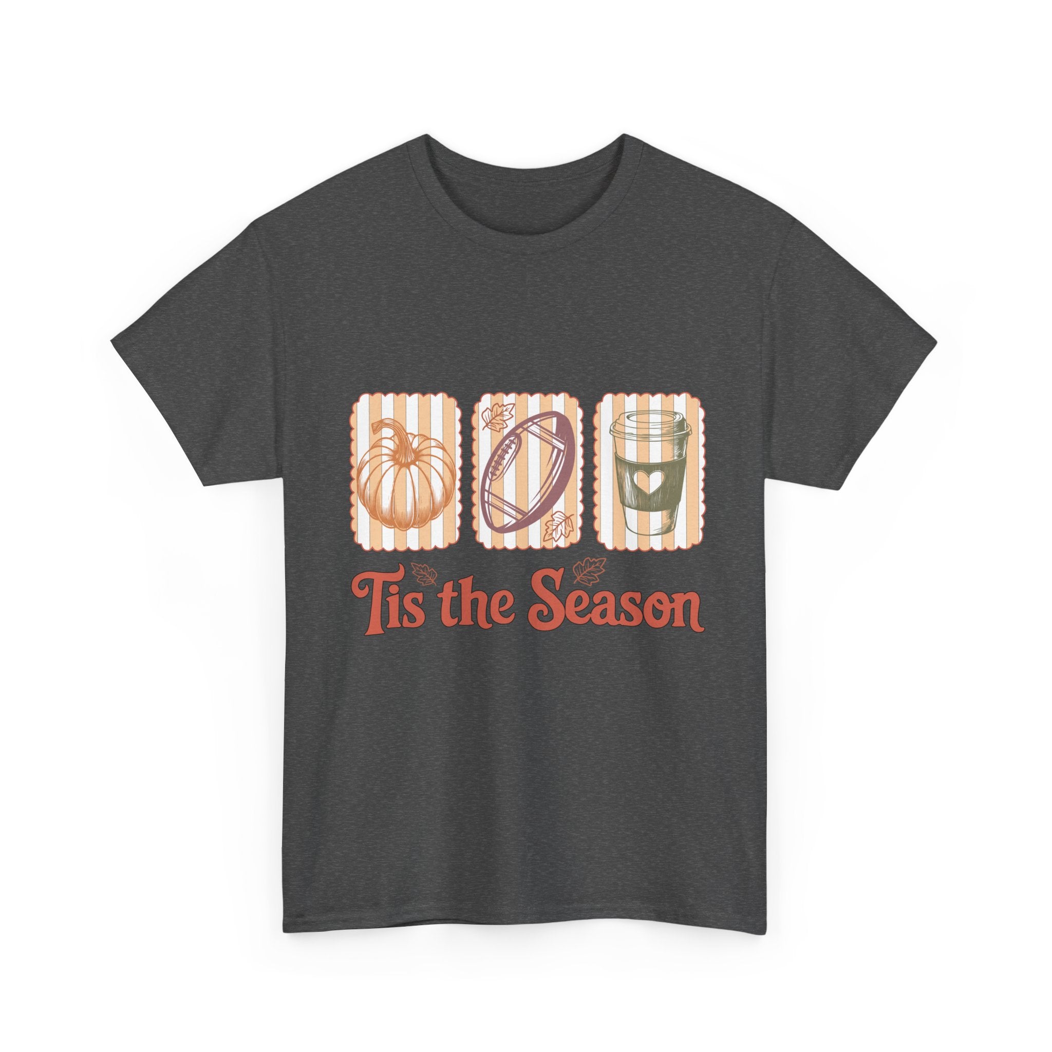 Tis the Season Pumpkin, Football & Coffee Fall Unisex Cotton T-Shirt