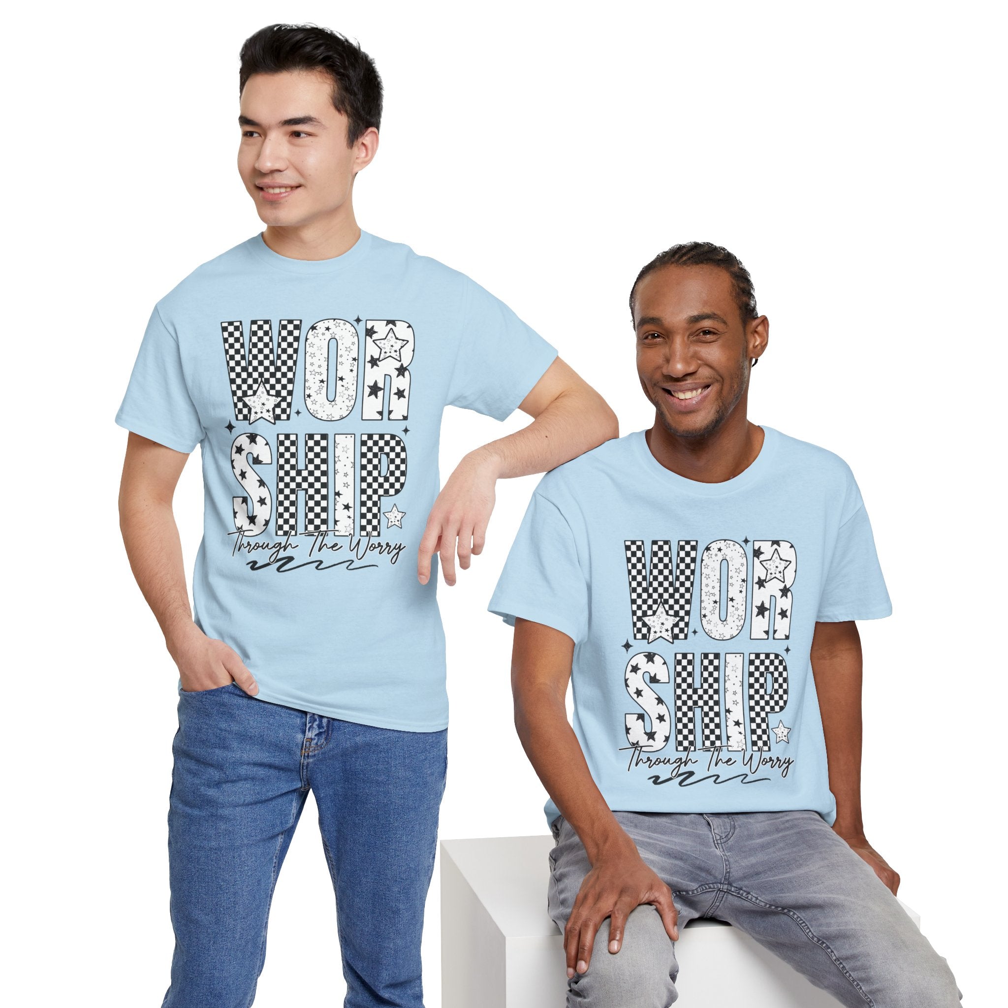WORSHIP Through The Worry Checkerboard Unisex Cotton Tee