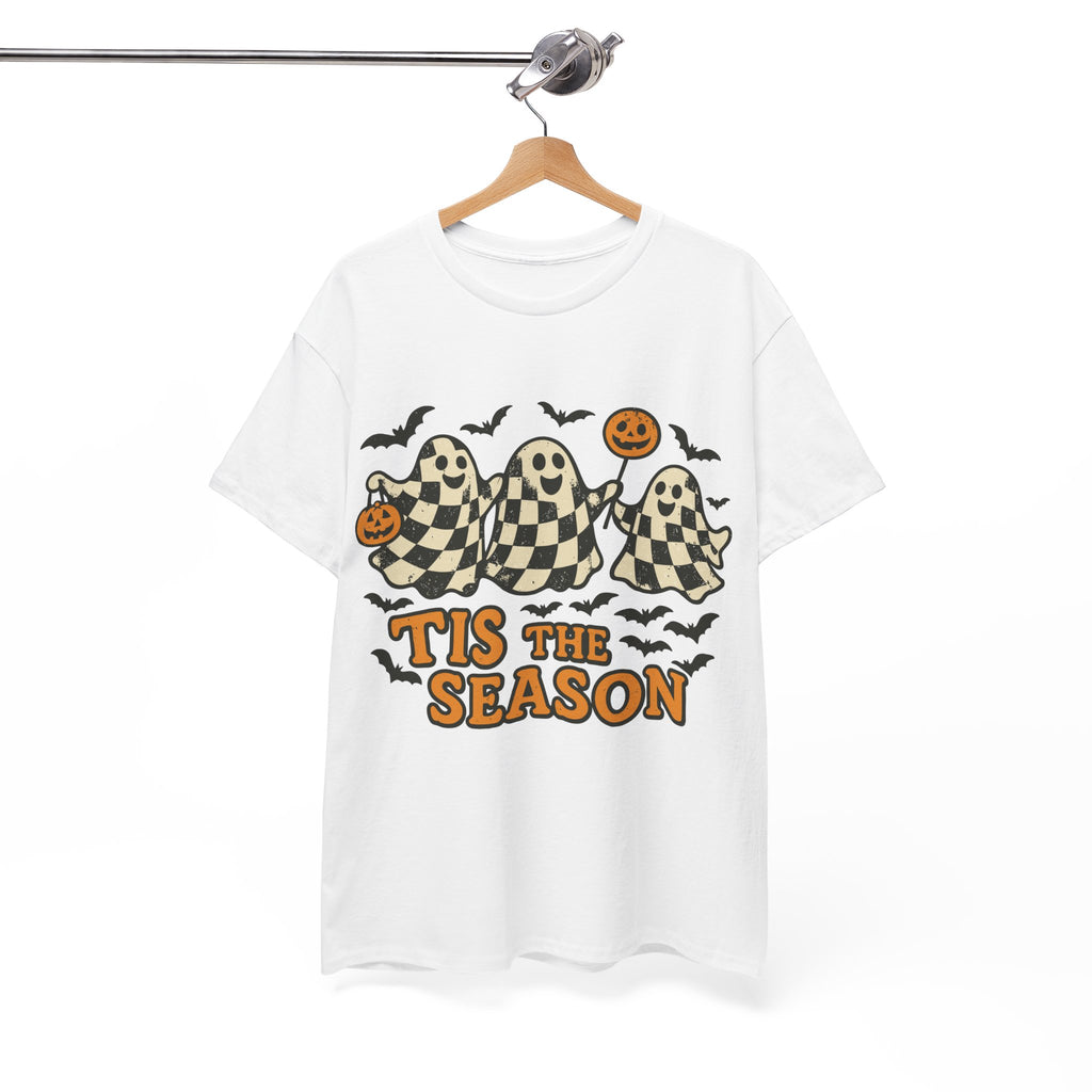 Halloween Ghosts Checker Pattern Unisex Cotton Tee