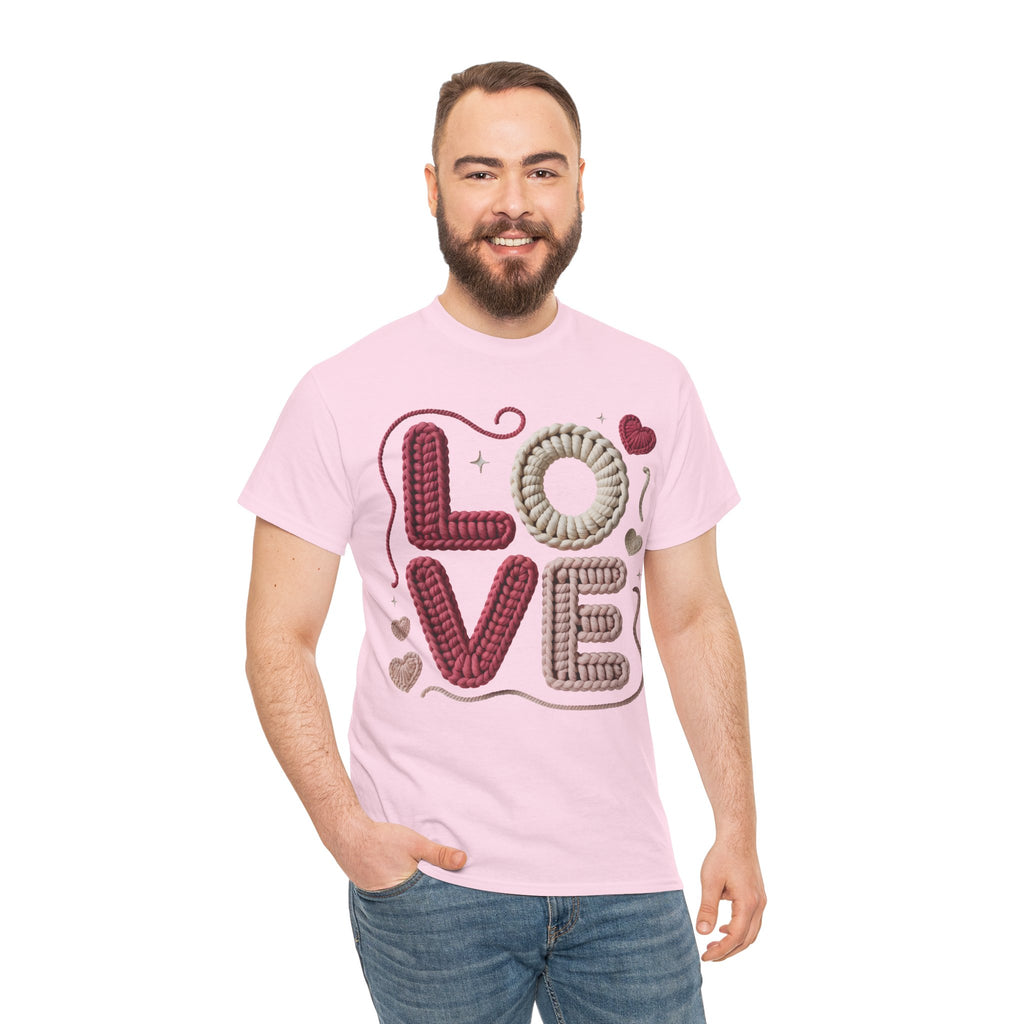 LOVE Faux Yarn Heart Unisex Cotton Tee