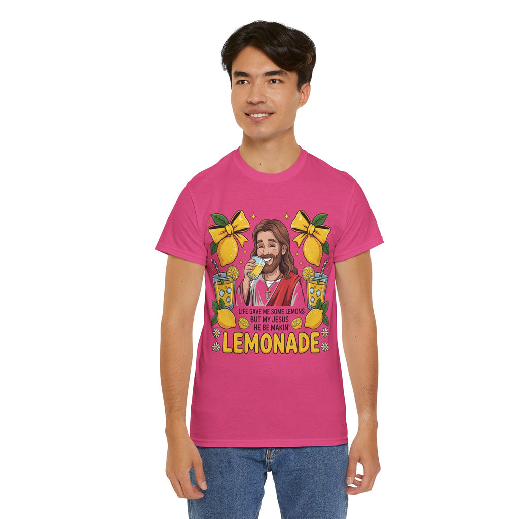 Jesus Drinking Lemonade T-Shirt — "Life Gave Me Some Lemons" Christian Unisex Cotton Tee