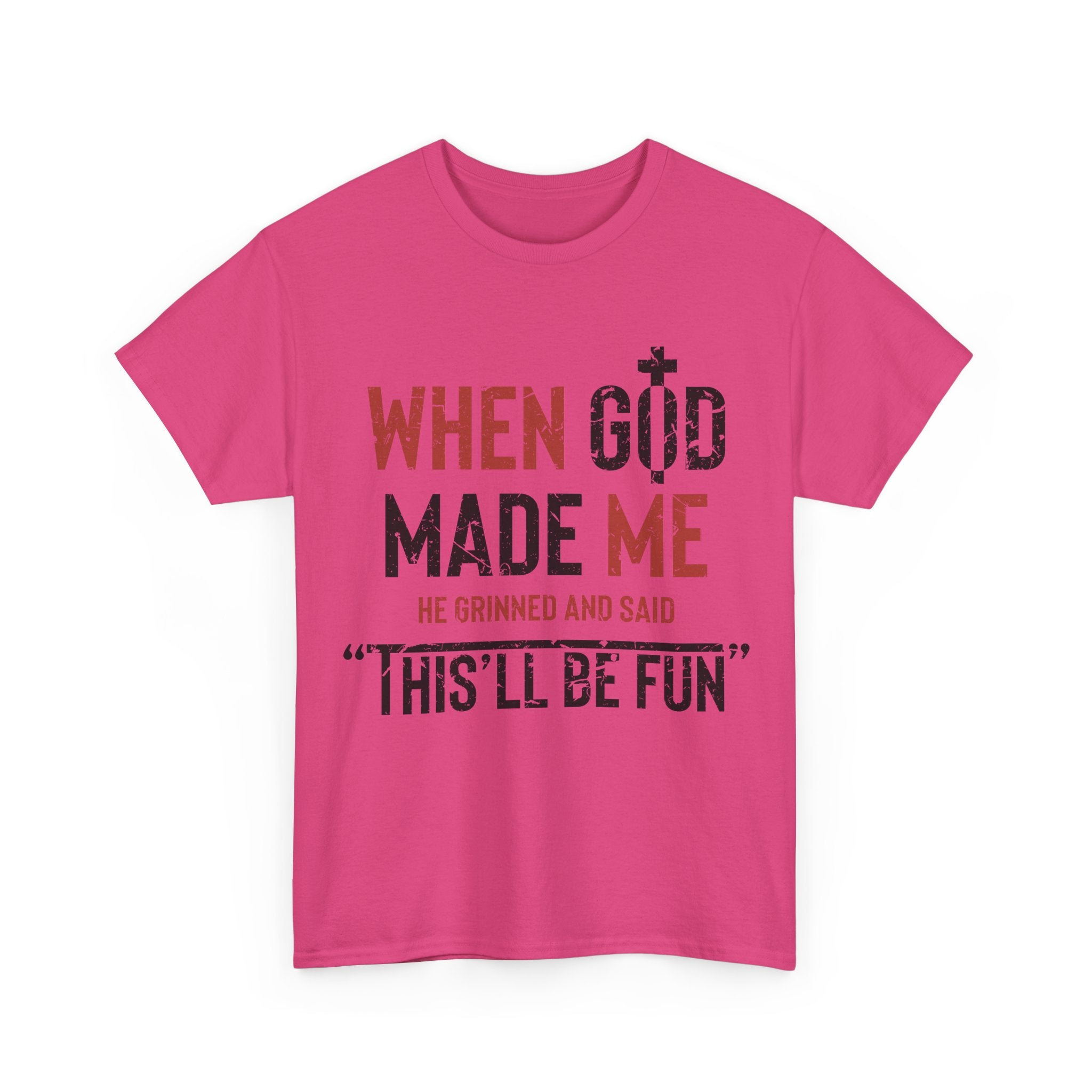 Humorous Grunge Quote Tee — "When He Saw Me, He Grinned and Said"Unisec Cotton Tee