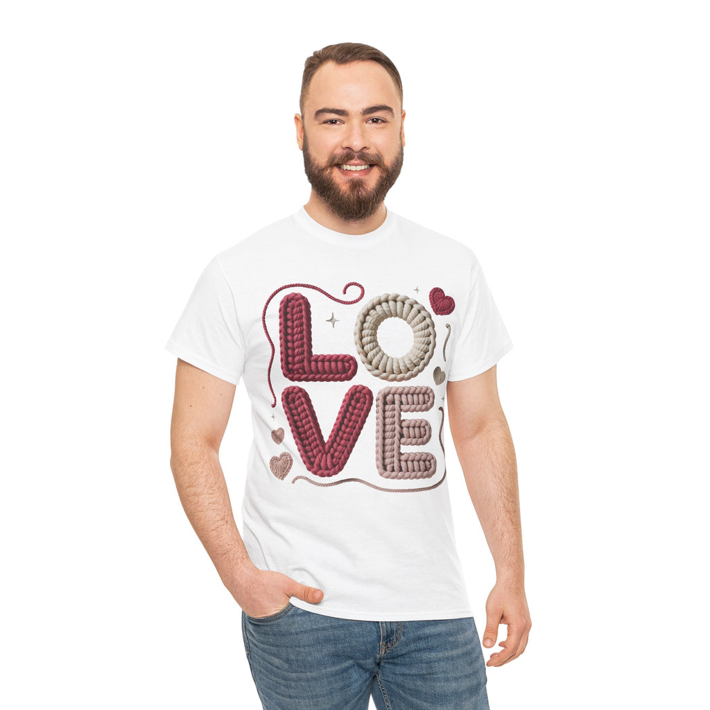 LOVE Faux Yarn Heart Unisex Cotton Tee
