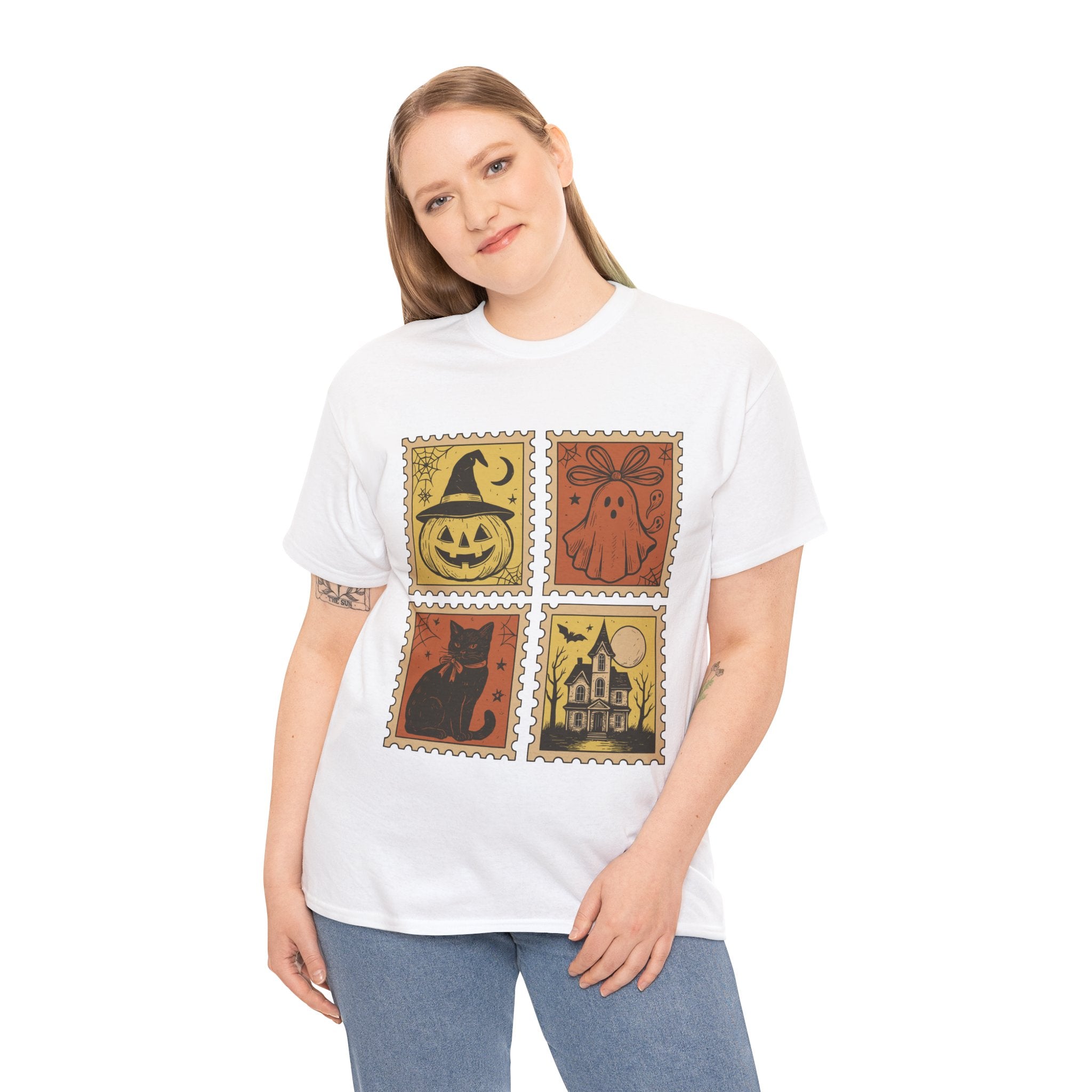 Halloween Stamp Design Unisex Heavy Cotton Tee