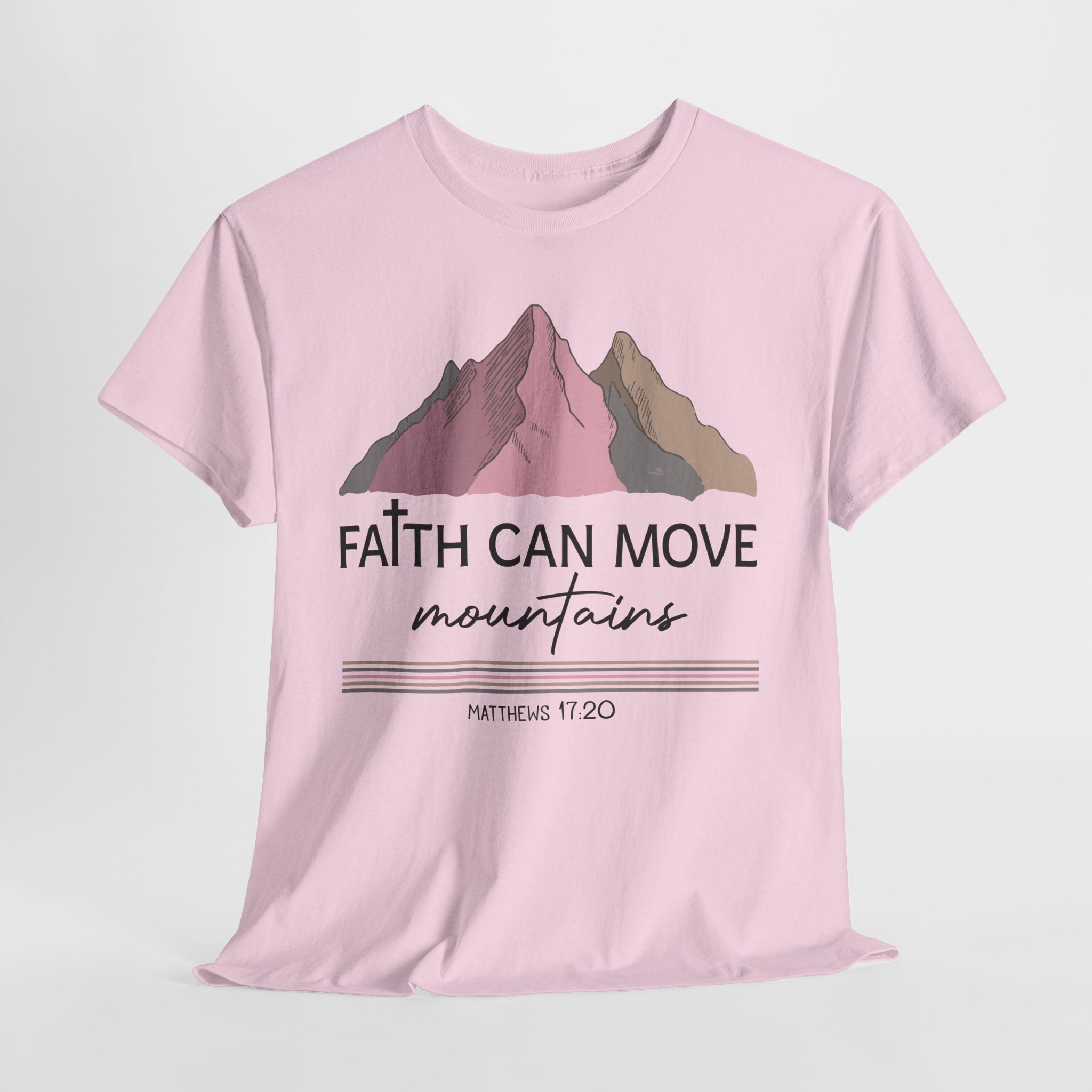 Faith Can Move Mountains Mountain Tee — Pastel Inspirational Christian Unisex Cotton T-Shirt
