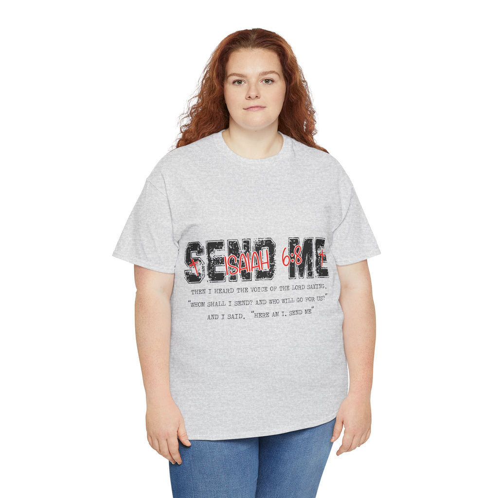 Here I Am Send Me Isaiah 6:8 T-Shirt — Christian Cross Graphic Unisex Cotton Tee