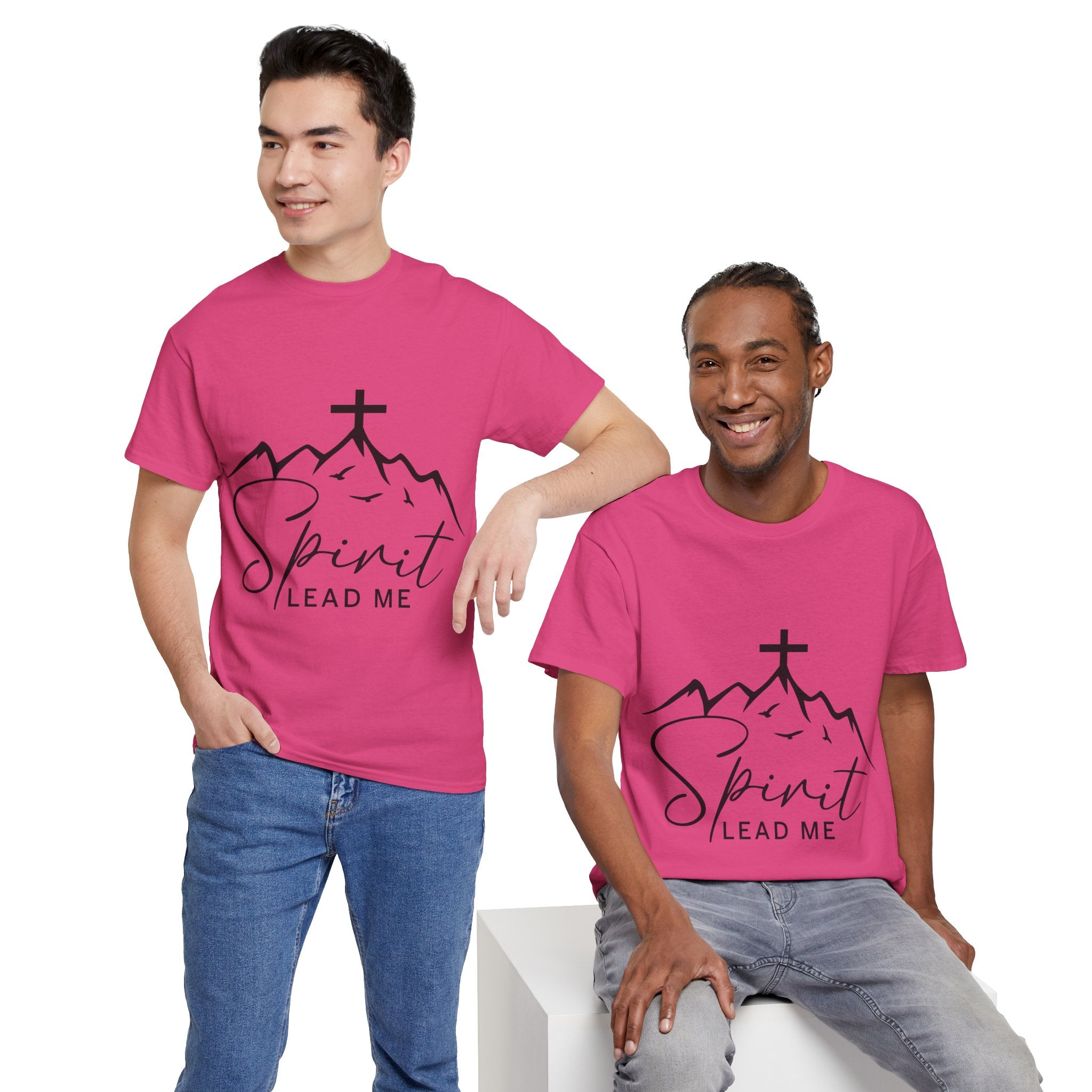 Spirit Lead Me Christian T‑Shirt — Minimalist Cross Unisex Cotton Tee