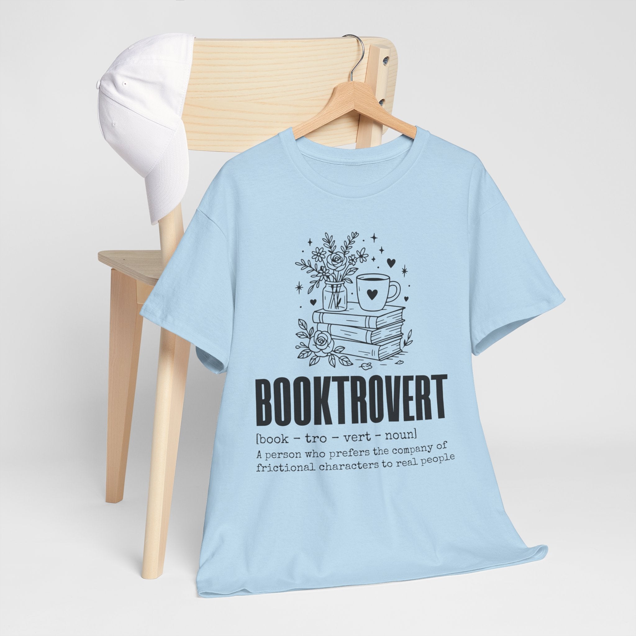 Booktrovert Graphic Tee — "Booktrovert" Definition, Books & Coffee Design Unisex Cotton Tee