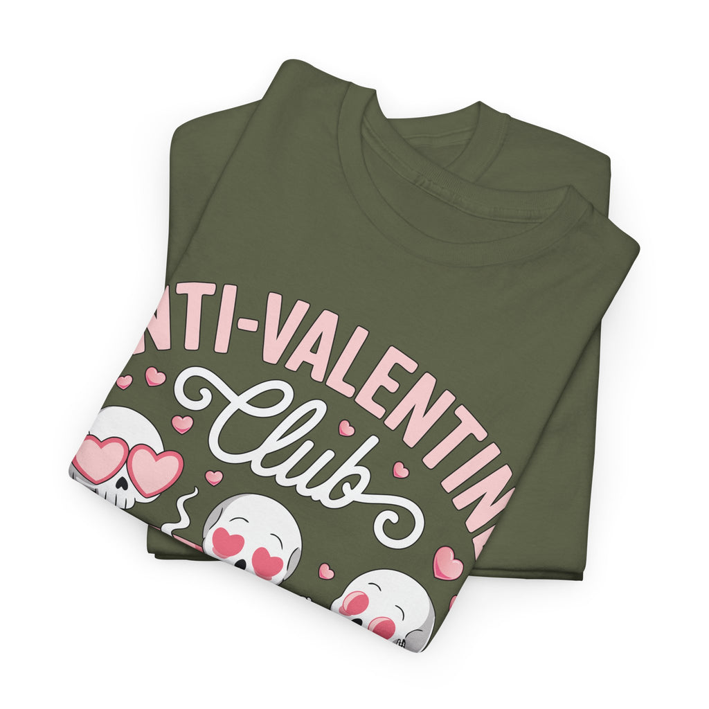 Anti-Valentine Club Skeleton Tee — Anti-Romance Pink Couch Graphic Unisex Cotton T-Shirt