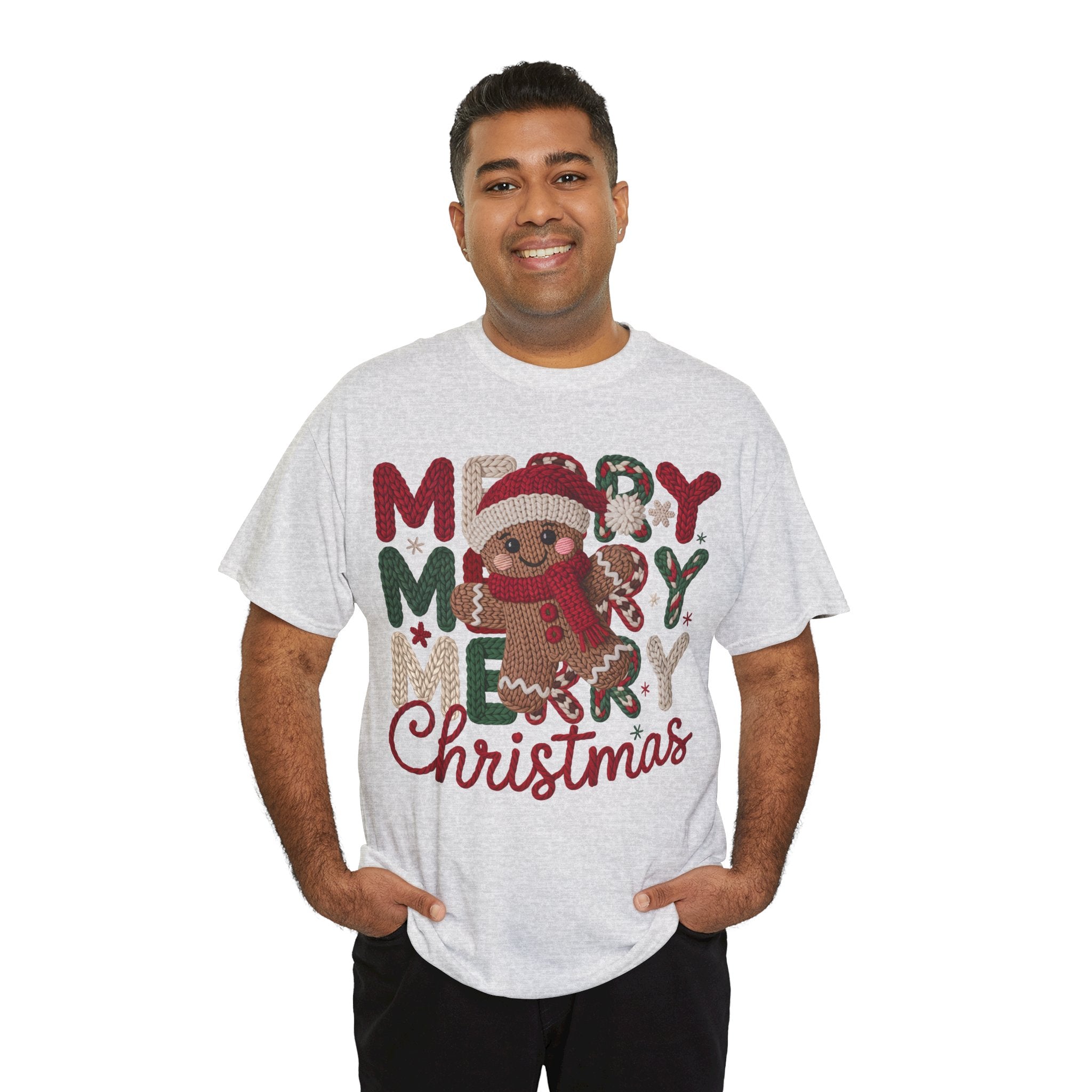 Merry Merry Merry Christmas Gingerbread Unisex Cotton Tee