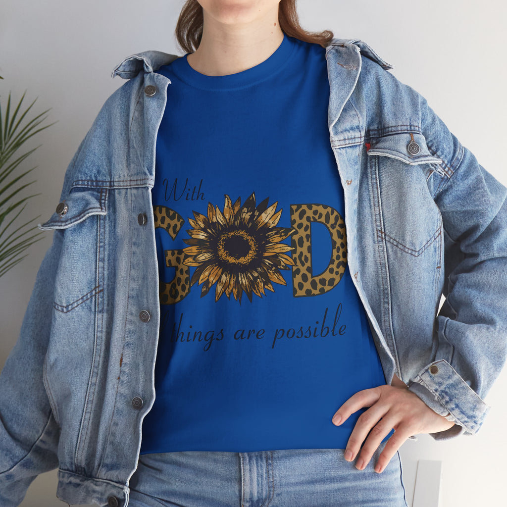 GOD Leopard Print Sunflower Unisex Cotton Tee