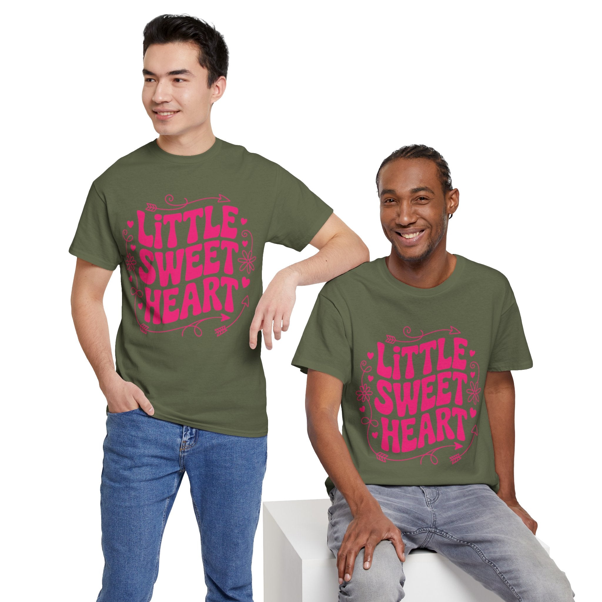 Little Sweetheart Retro Tee — Cute Red Hearts & Flowers Graphic Unisex Cotton Tee