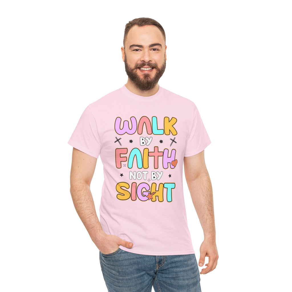 Walk by Faith Not by Sight T-Shirt — Pastel Christian Faith Unisex Cotton Tee