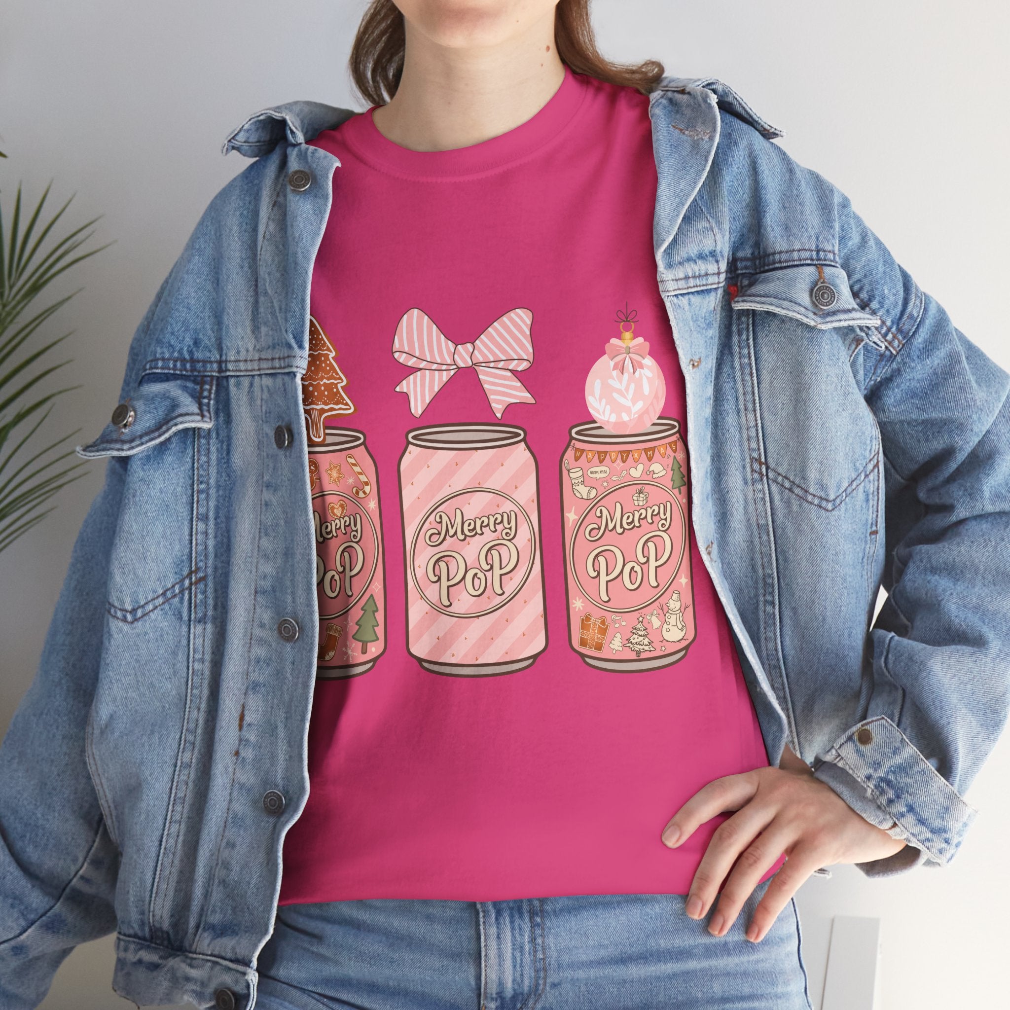 Merry Pop Christmas Soda Can Tee — Pastel Holiday Graphic Unisex Cotton T-Shirt
