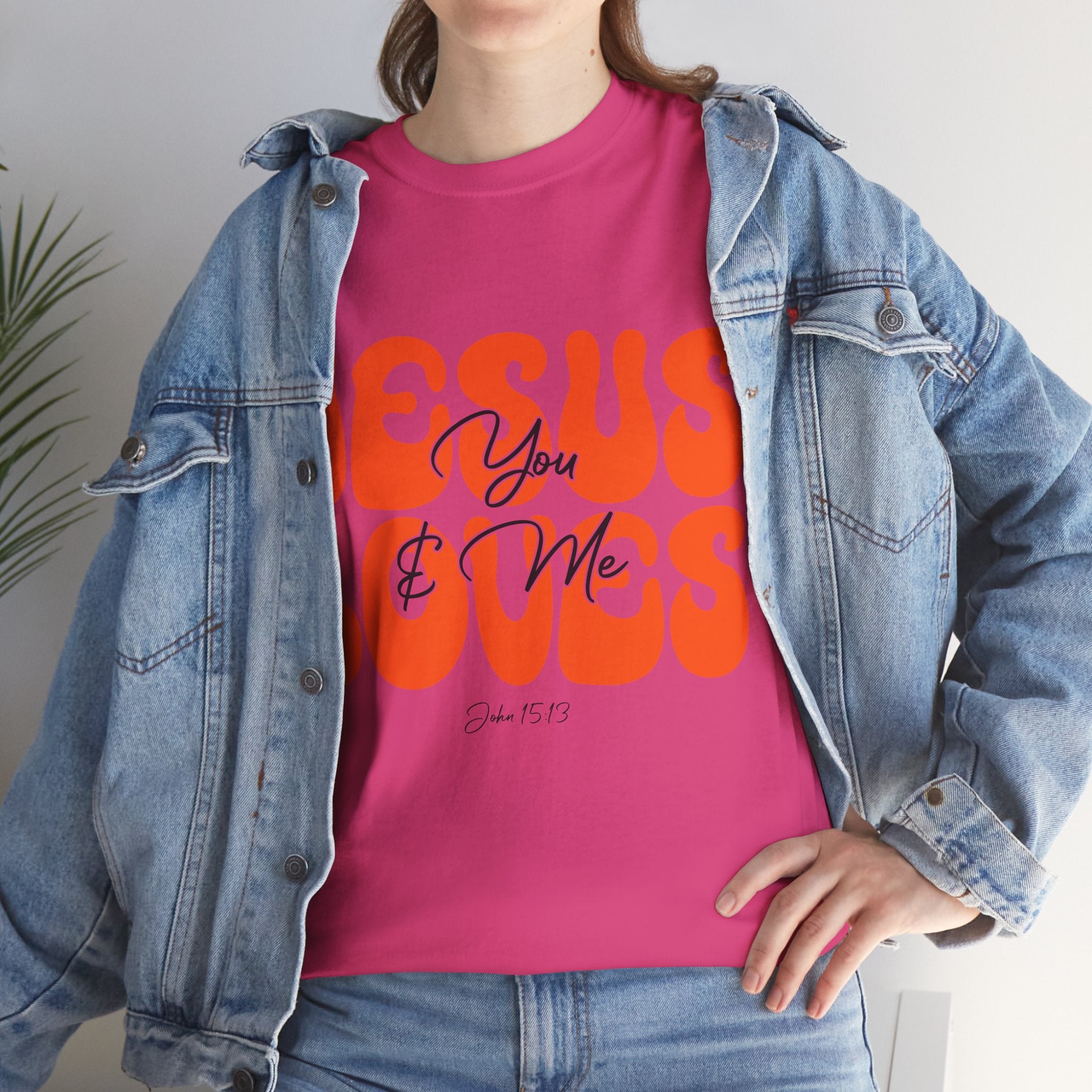 Jesus Loves You & Me Retro Tee — Playful Orange Bubbly Christian Unisex Cotton T-Shirt