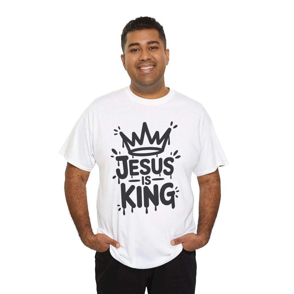 Jesus Is King Crown T-Shirt — Minimalist Christian Unisex Cotton Tee