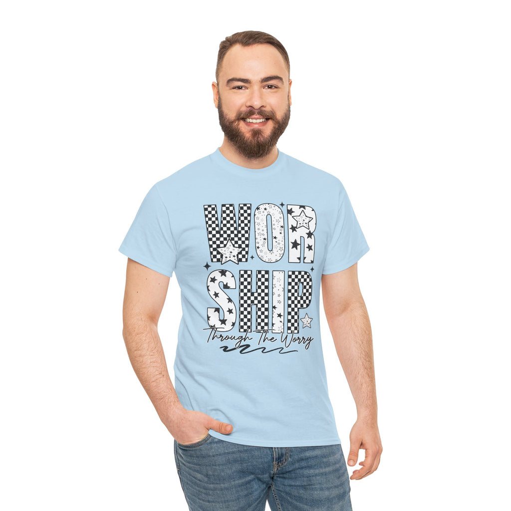 WORSHIP Through The Worry Checkerboard Unisex Cotton Tee