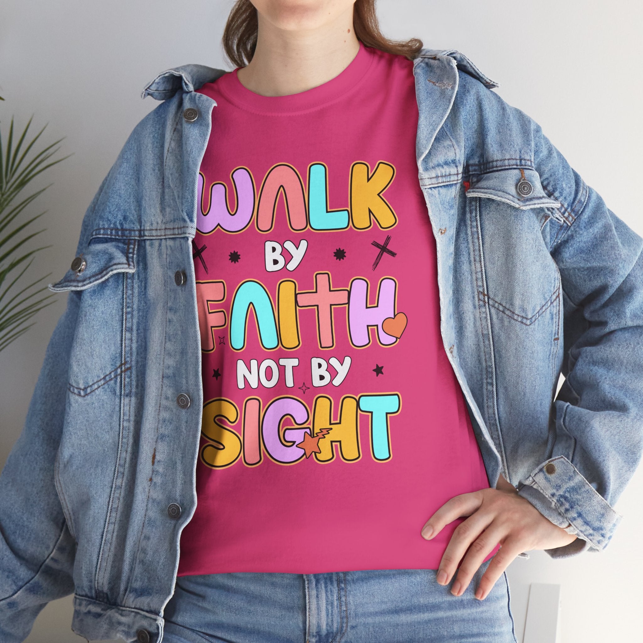 Walk by Faith Not by Sight T-Shirt — Pastel Christian Faith Unisex Cotton Tee
