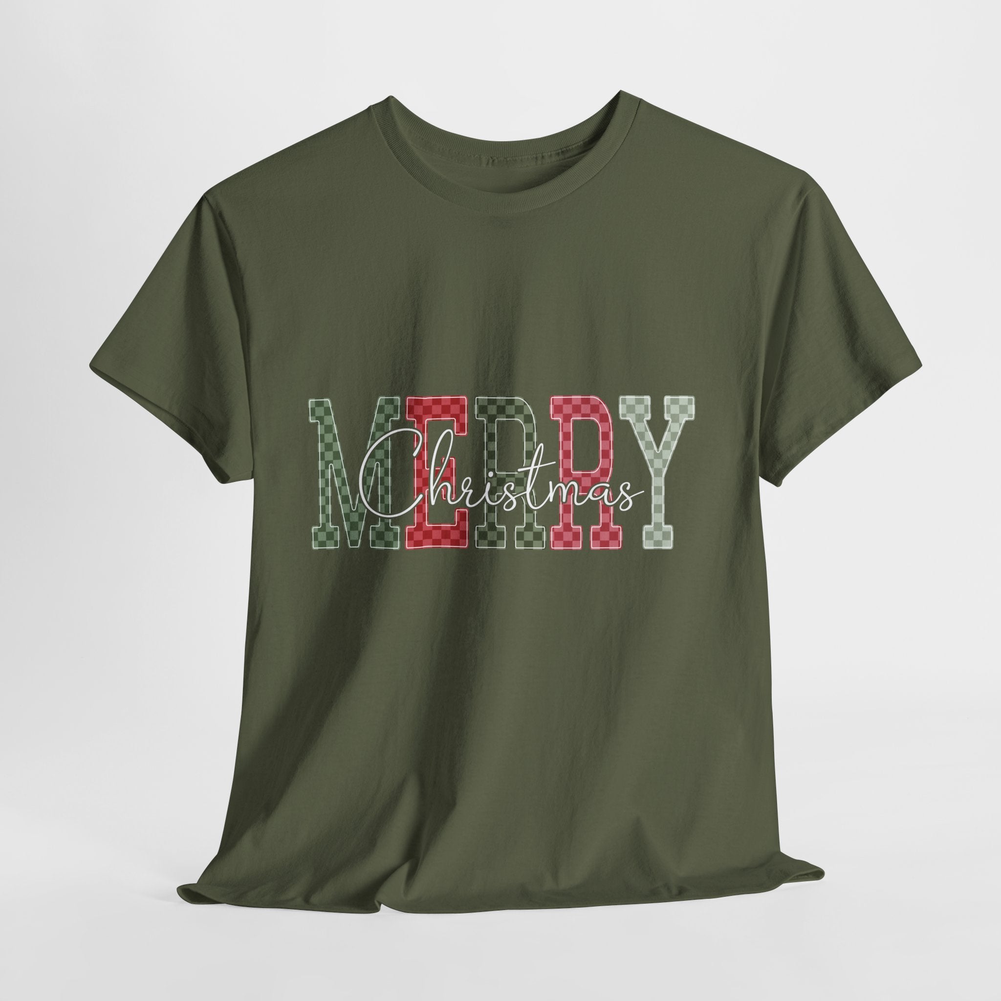 Plaid Merry Christmas Unisex Cotton Tee