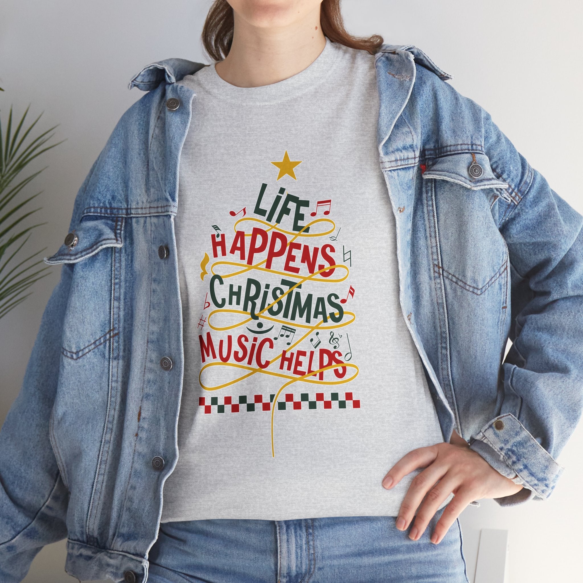 Christmas Tree Words Music Unisex Cotton Tee