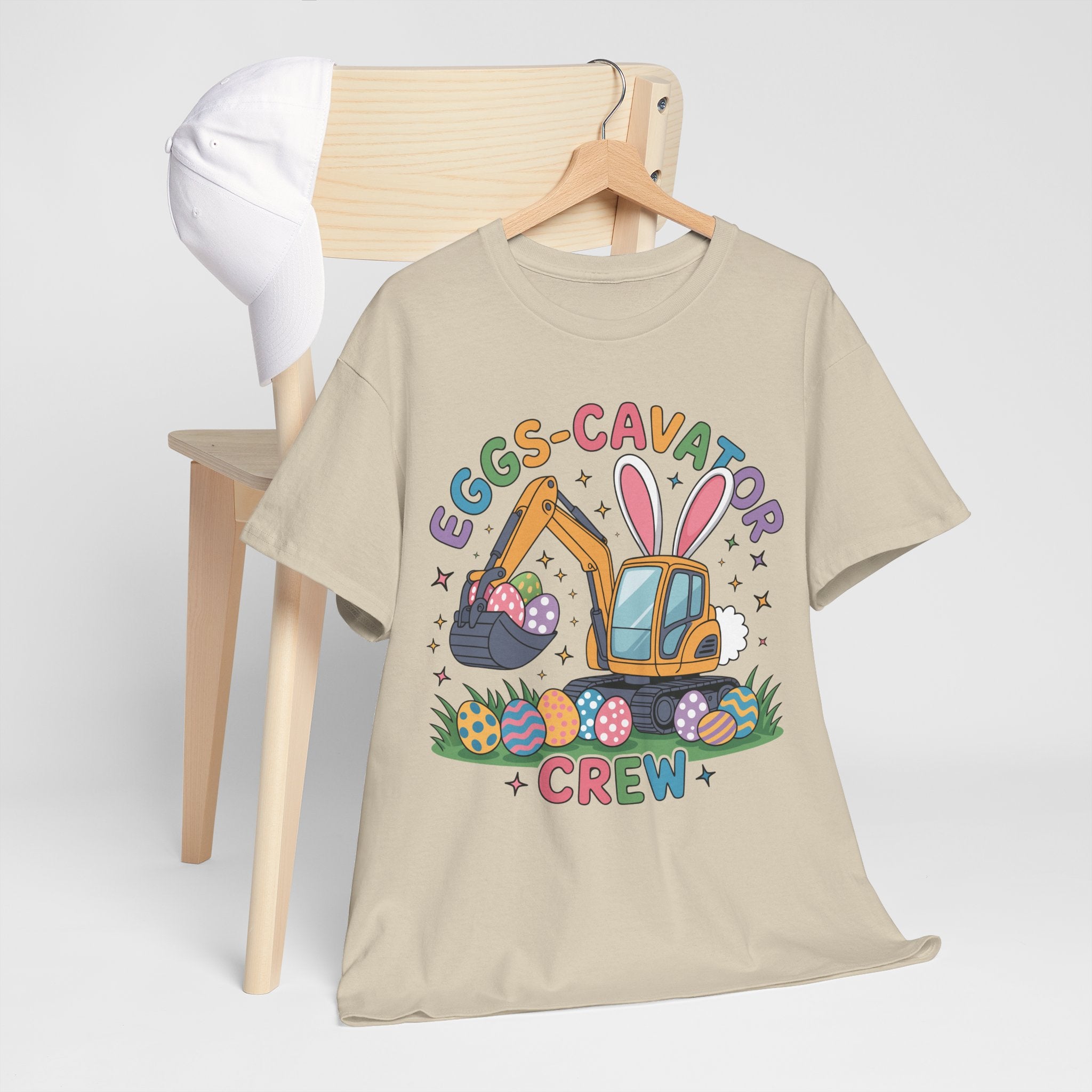 Easter 'Eggs-cavator Crew' Kids Tee — Excavator Bunny & Eggs Unisex Cotton Tee