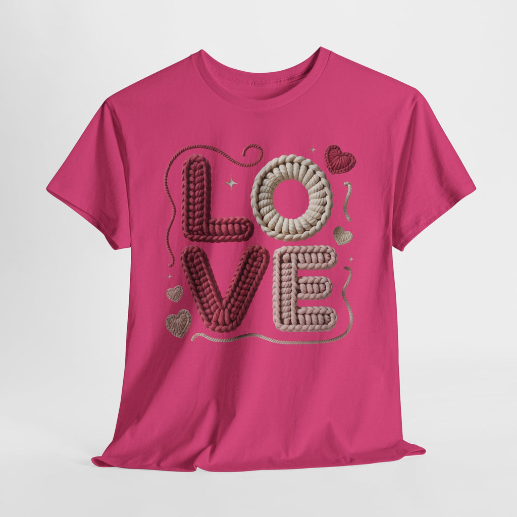 LOVE Faux Yarn Heart Unisex Cotton Tee