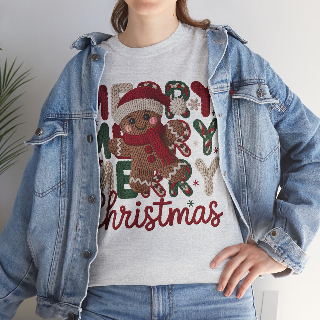 Merry Merry Merry Christmas Gingerbread Unisex Cotton Tee