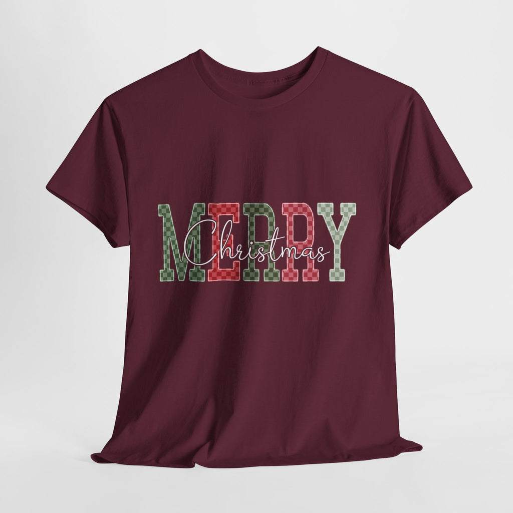Plaid Merry Christmas Unisex Cotton Tee