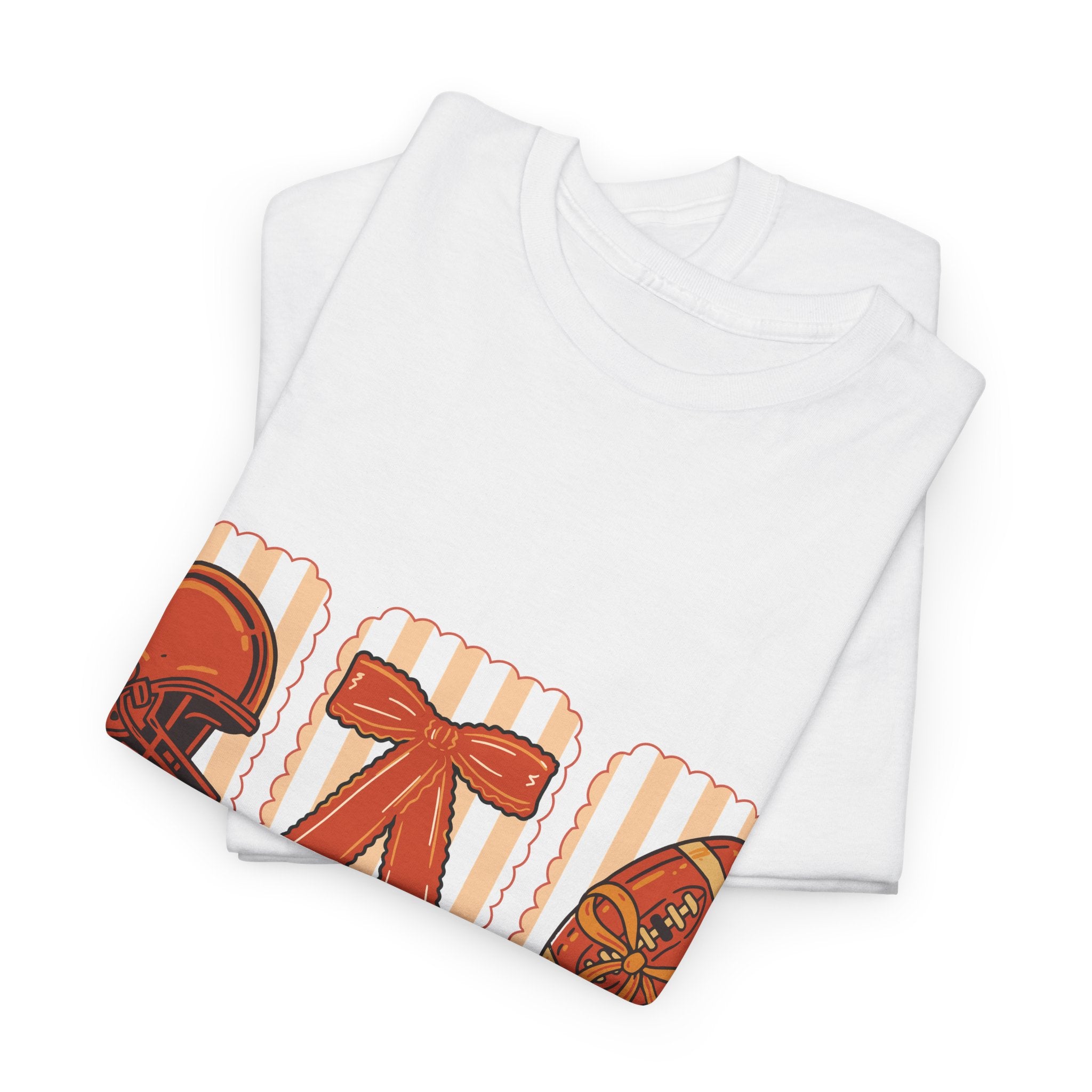Touch Down Season Football Tee — Striped Fall Helmet & Bow Design Unisex Cotton Tee
