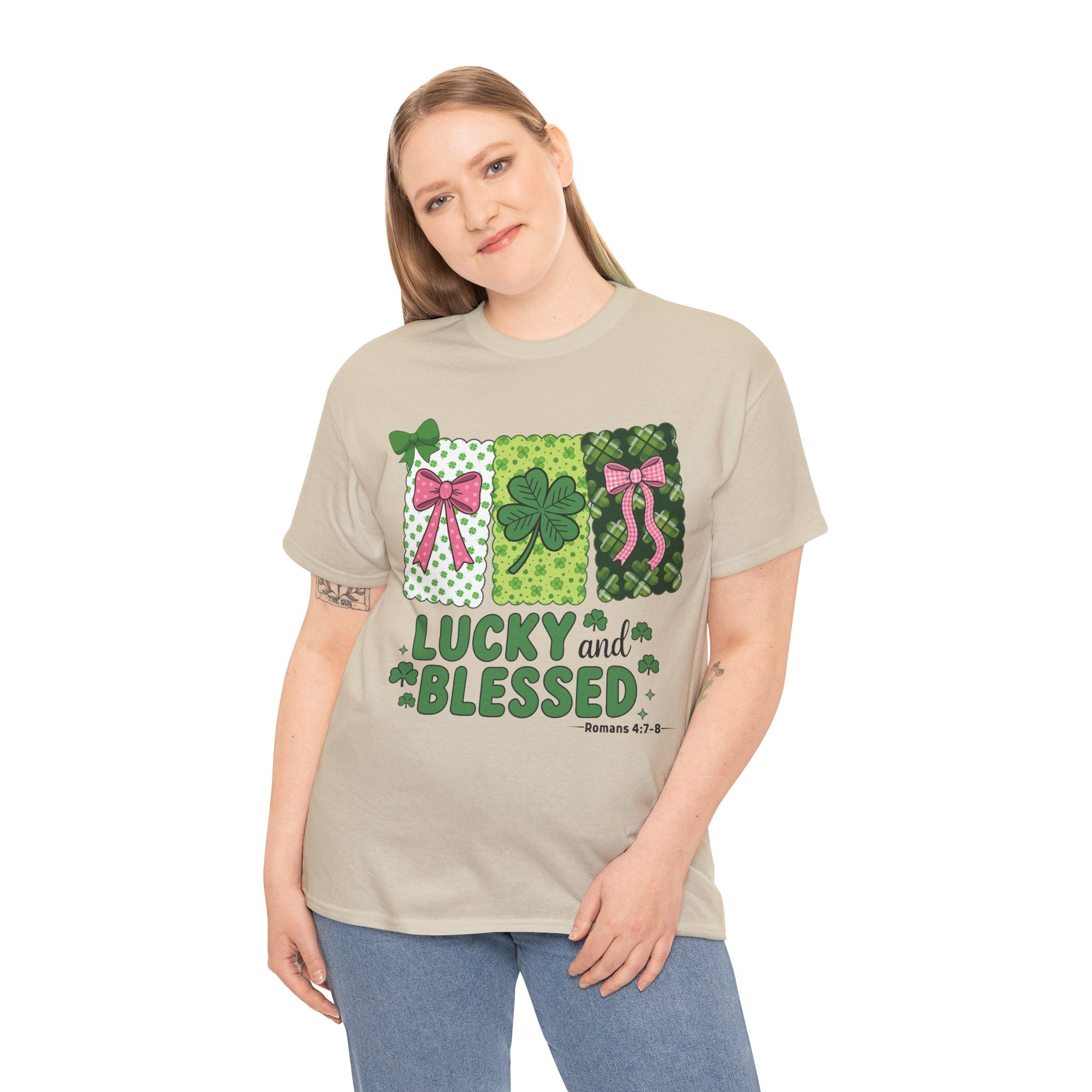 Lucky and Blessed Clover Unisex Cotton Tee
