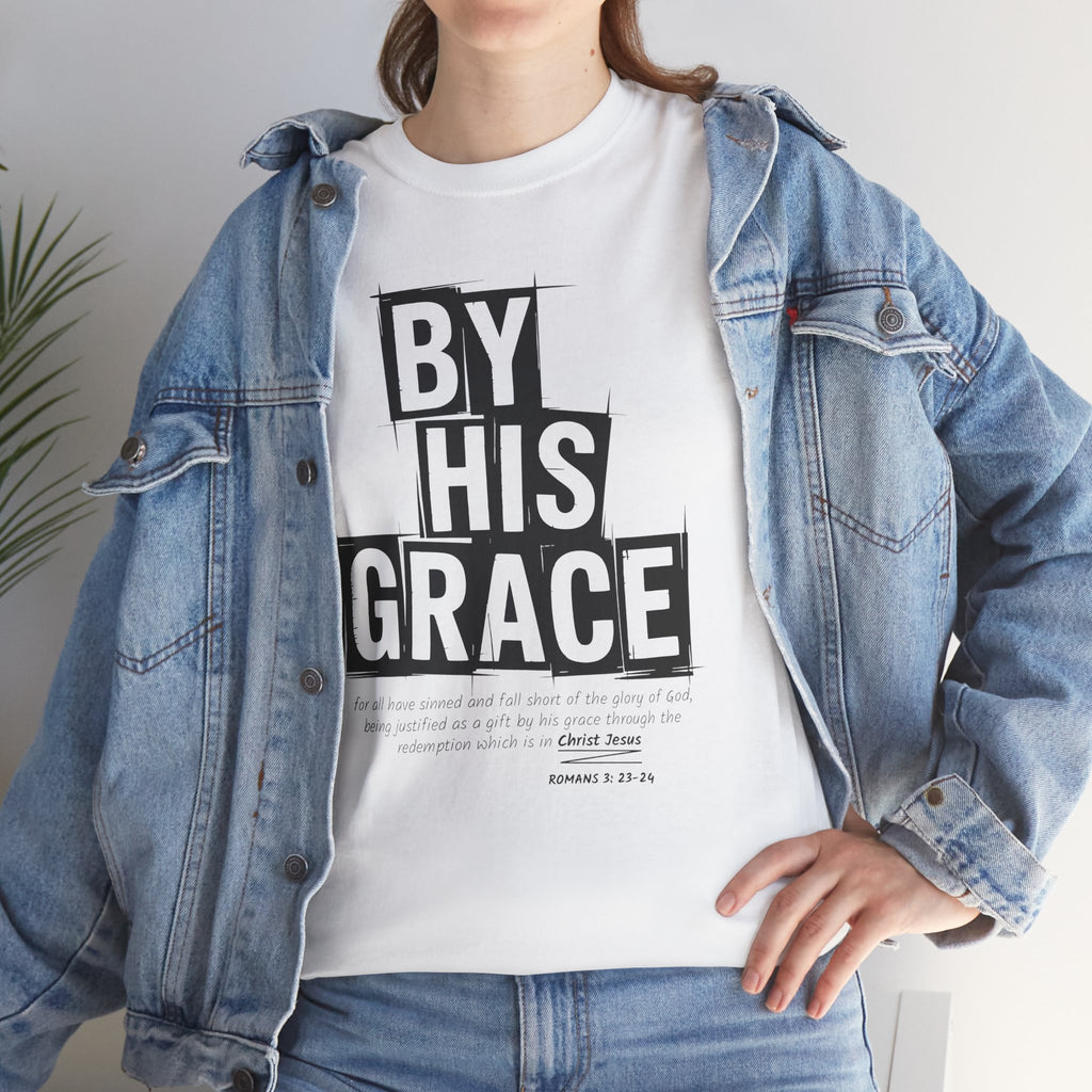 By His Grace tee — Minimalist Faith Christian Unisex Cotton T-Shirt