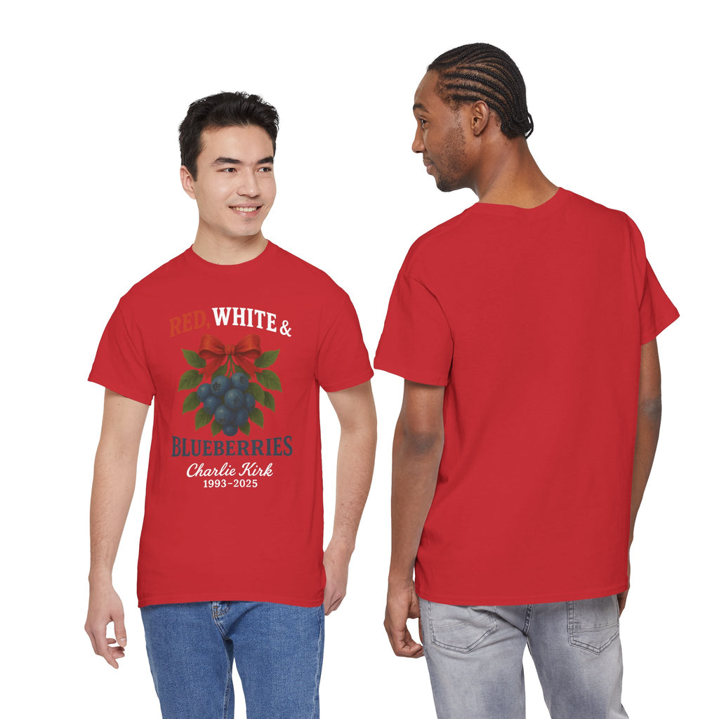 Red, White & Blueberries T-Shirt — Patriotic Blueberry Graphic Unisex Cotton Tee