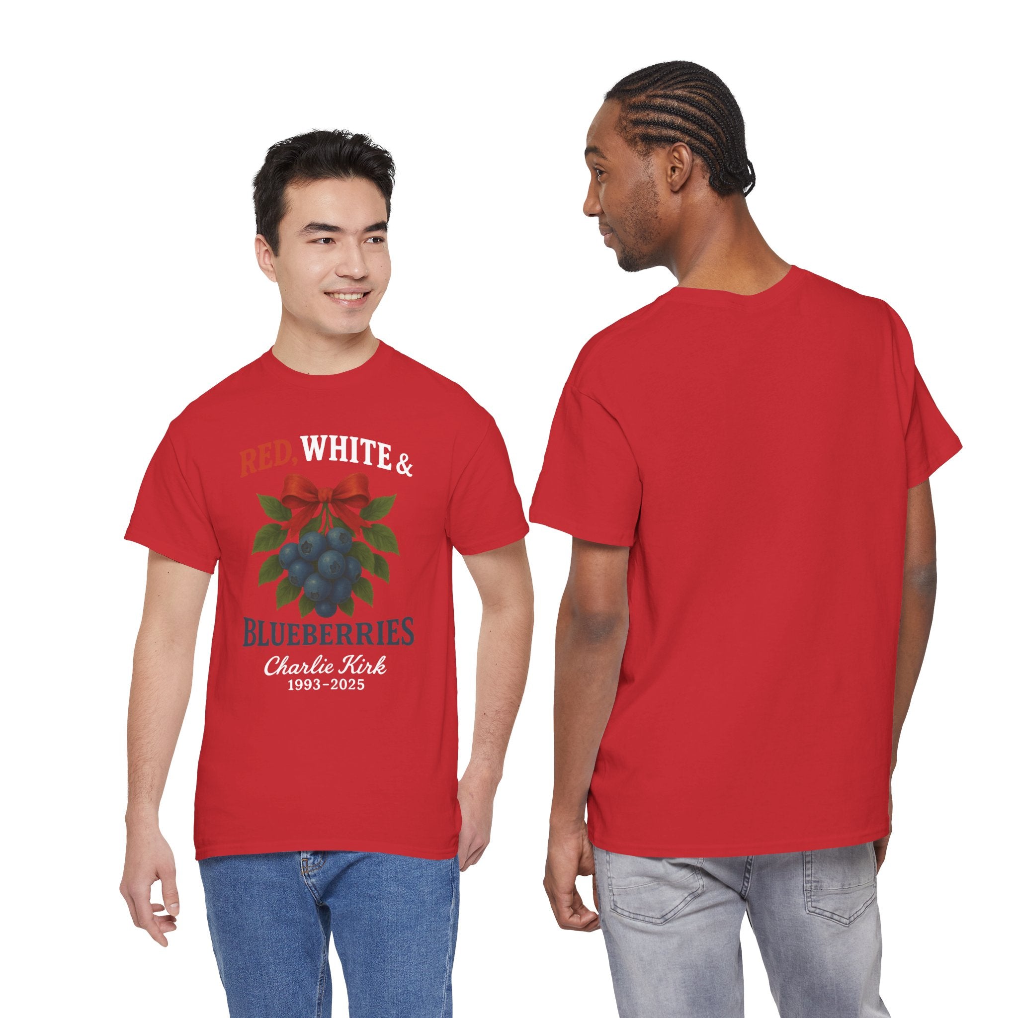 Red, White & Blueberries T-Shirt — Patriotic Blueberry Graphic Unisex Cotton Tee