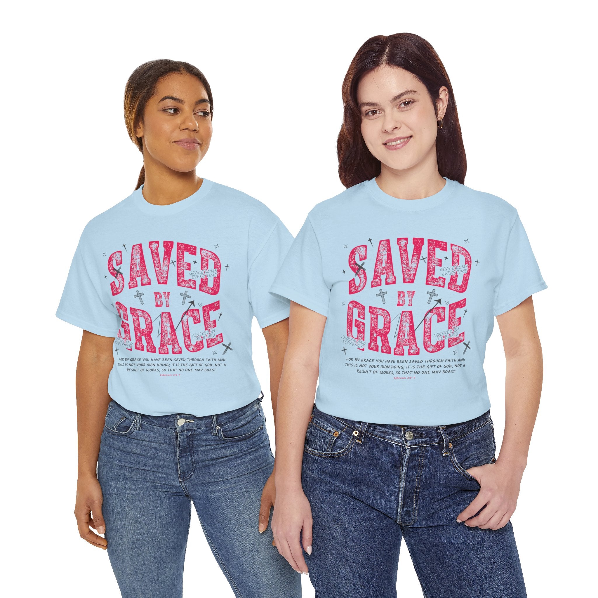 Saved by Grace Ephesians 2:8-9 Unisex Cotton T-Shirt