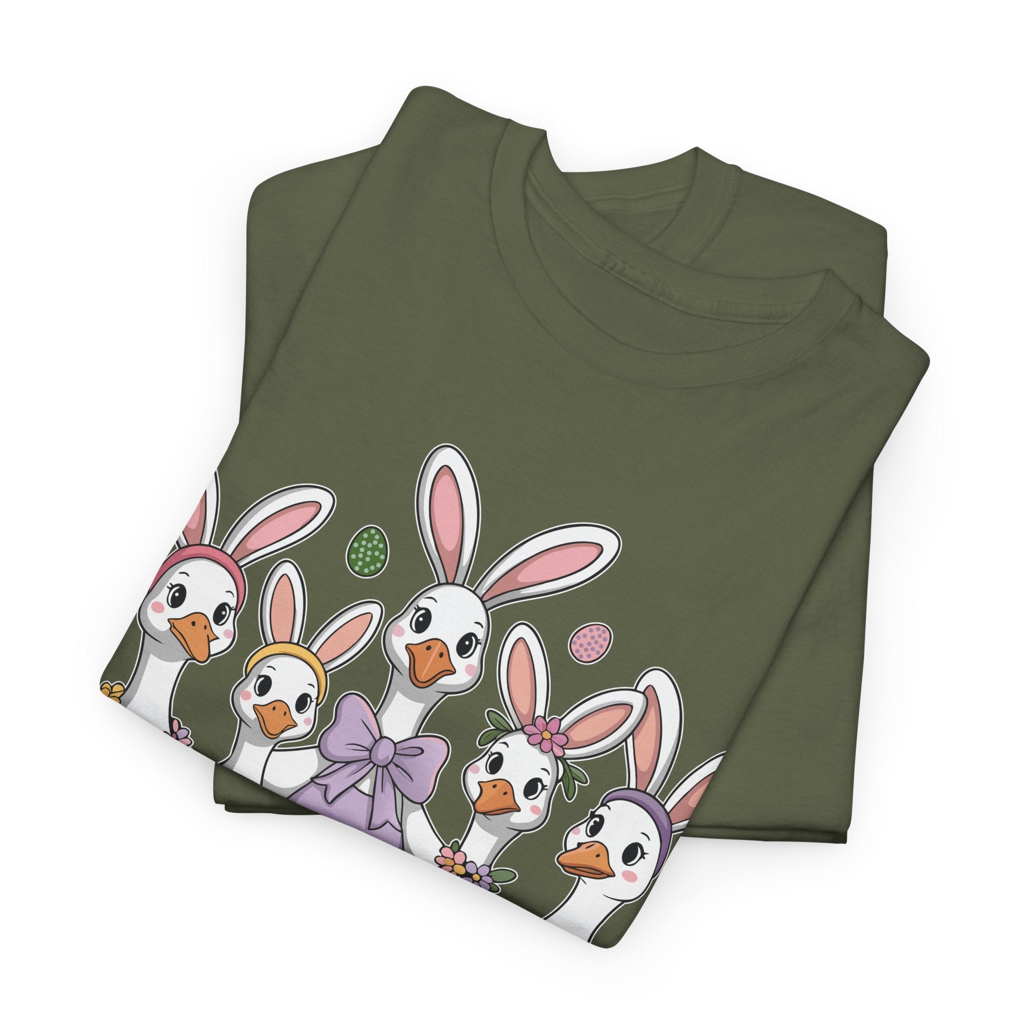 Just an Eggs-cited Goose Easter Tee — Funny Geese in Bunny Ears Unisex Cotton Tee