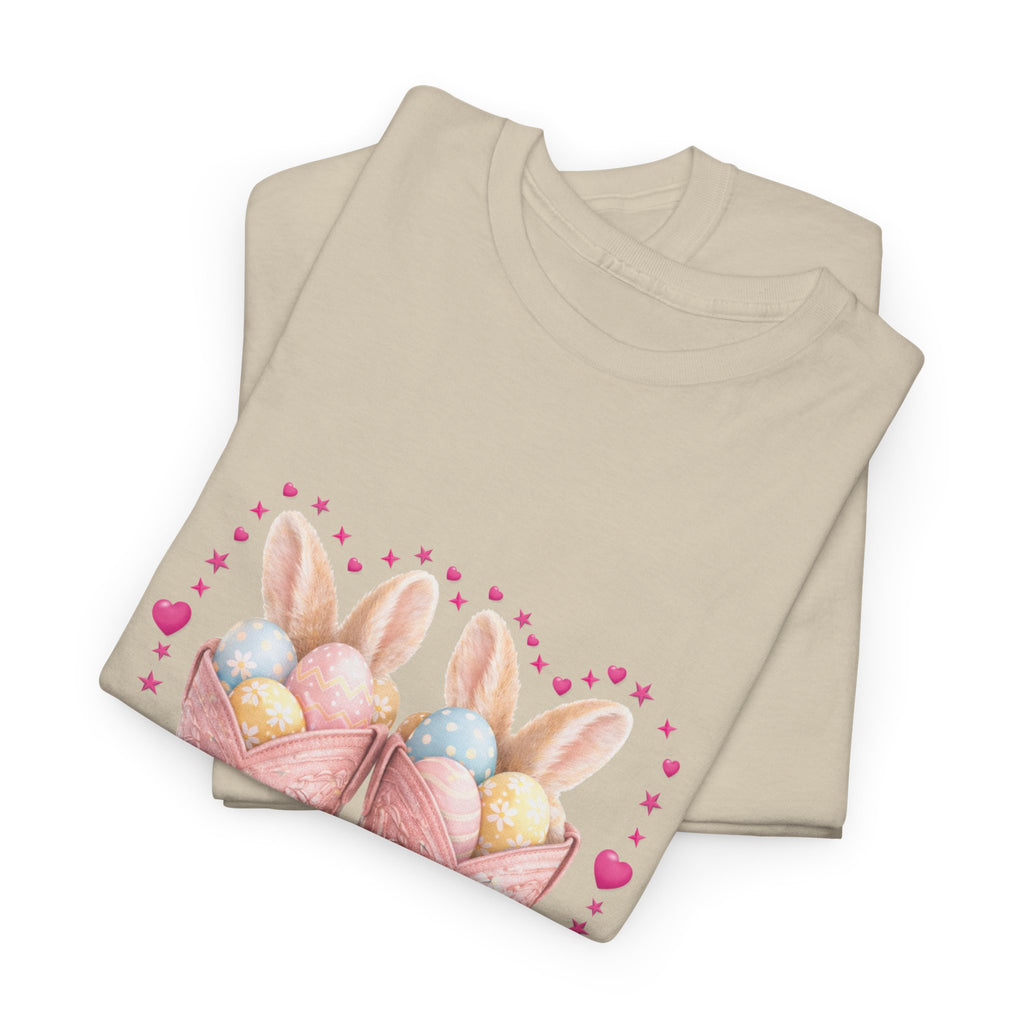 Easter Pink Western Boots Tee — Pastel Bunny Eggs & Bows Unisex Cotton Tee