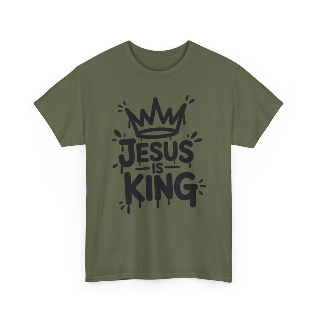 Jesus Is King Crown T-Shirt — Minimalist Christian Unisex Cotton Tee